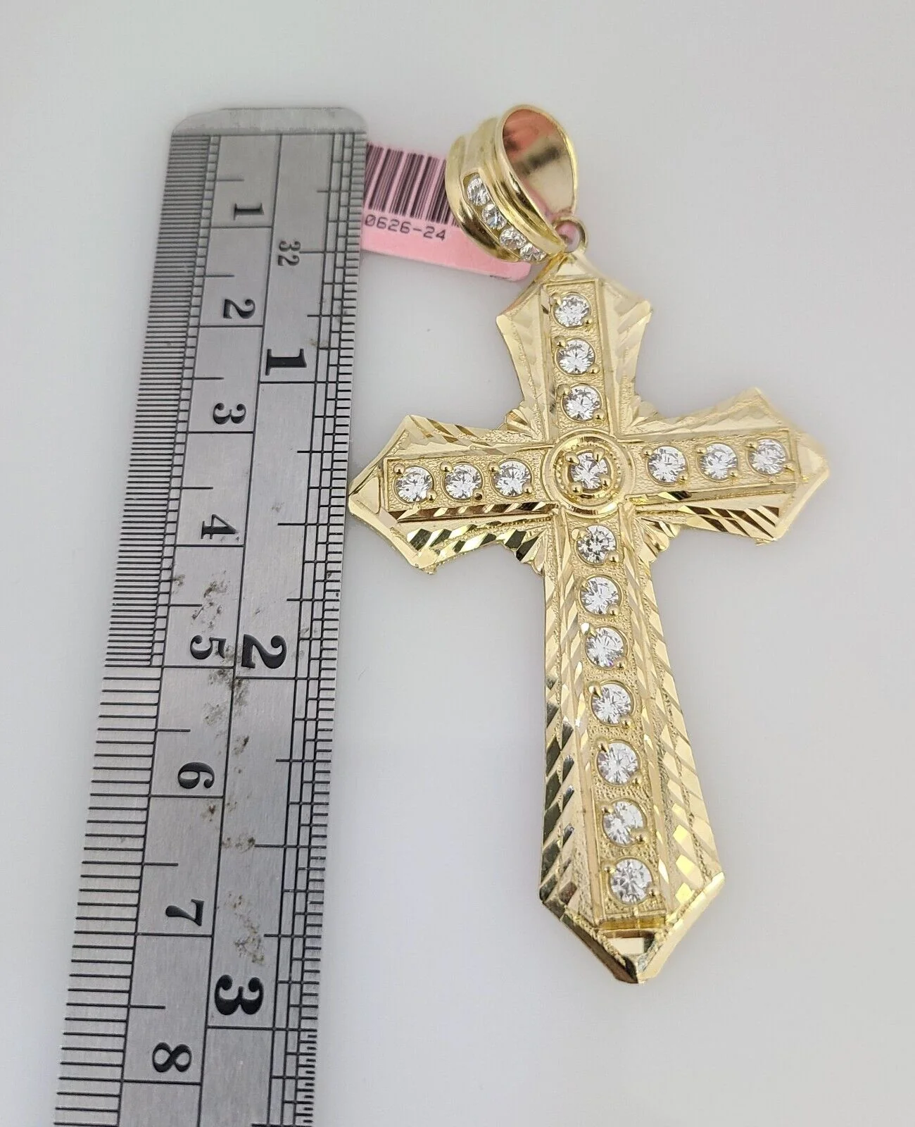 14K Gold Necklace Chain Jesus Cross Charm Turkish Byzantine 4mm 24" Pendant - Image 3