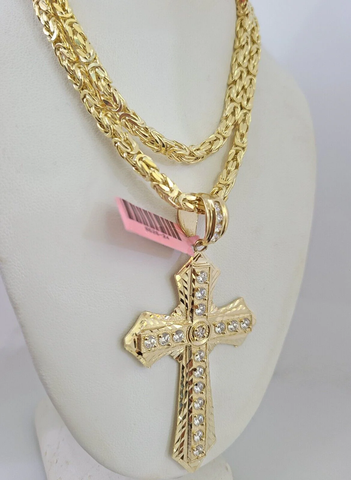 14K Gold Necklace Chain Jesus Cross Charm Turkish Byzantine 4mm 24" Pendant - Image 6