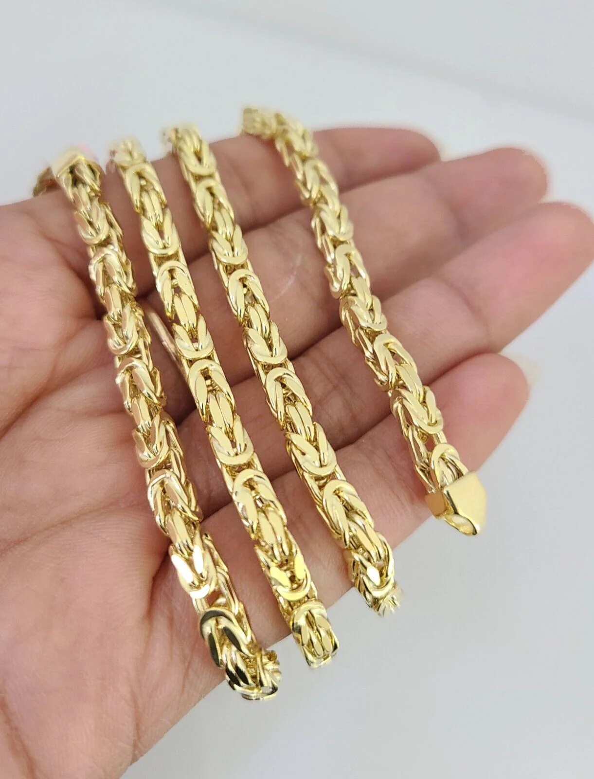 14K Gold Necklace Chain Jesus Crucifix Cross Charm Turkish Byzantine 4mm 24" - Image 4