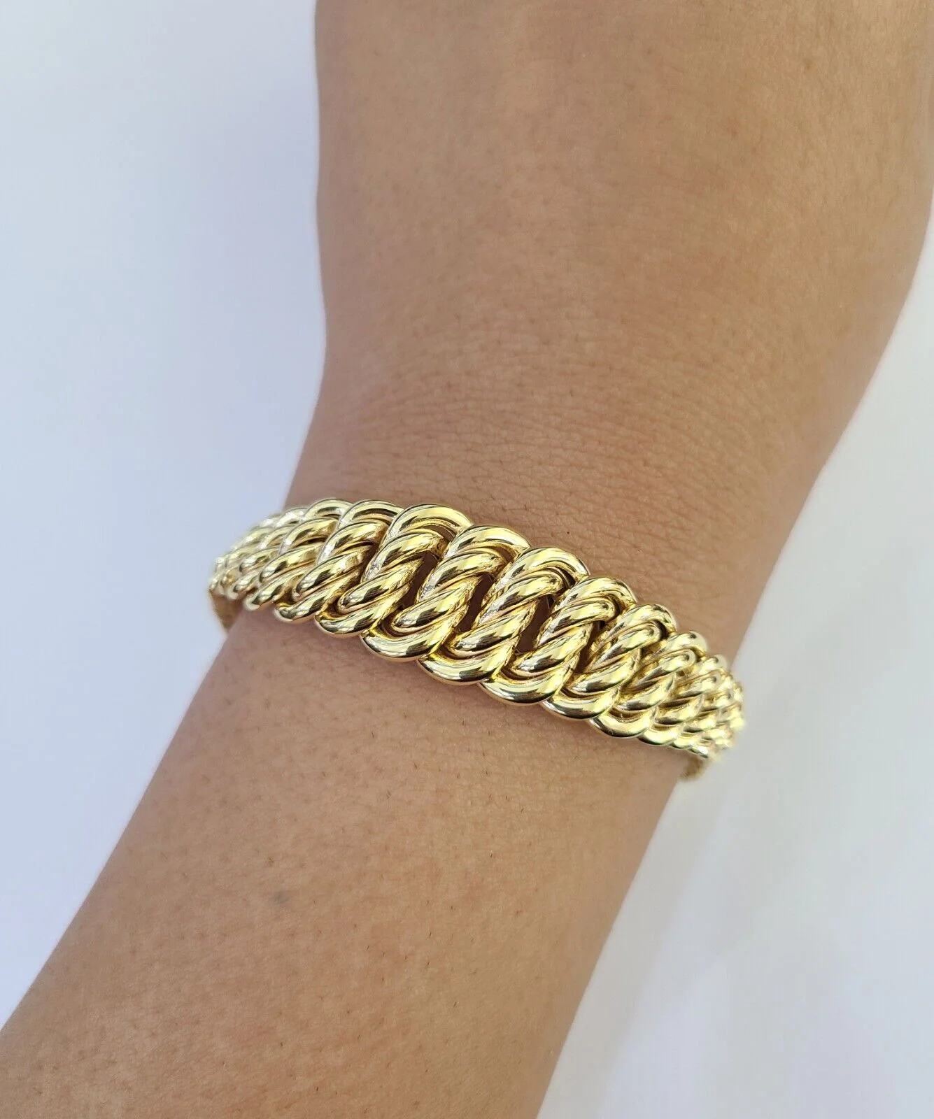 14K Gold Princesa Ring Bracelet 7.5" 7mm Real Yellow SET Flat Byzantine 14Kt All Sizes - Image 14
