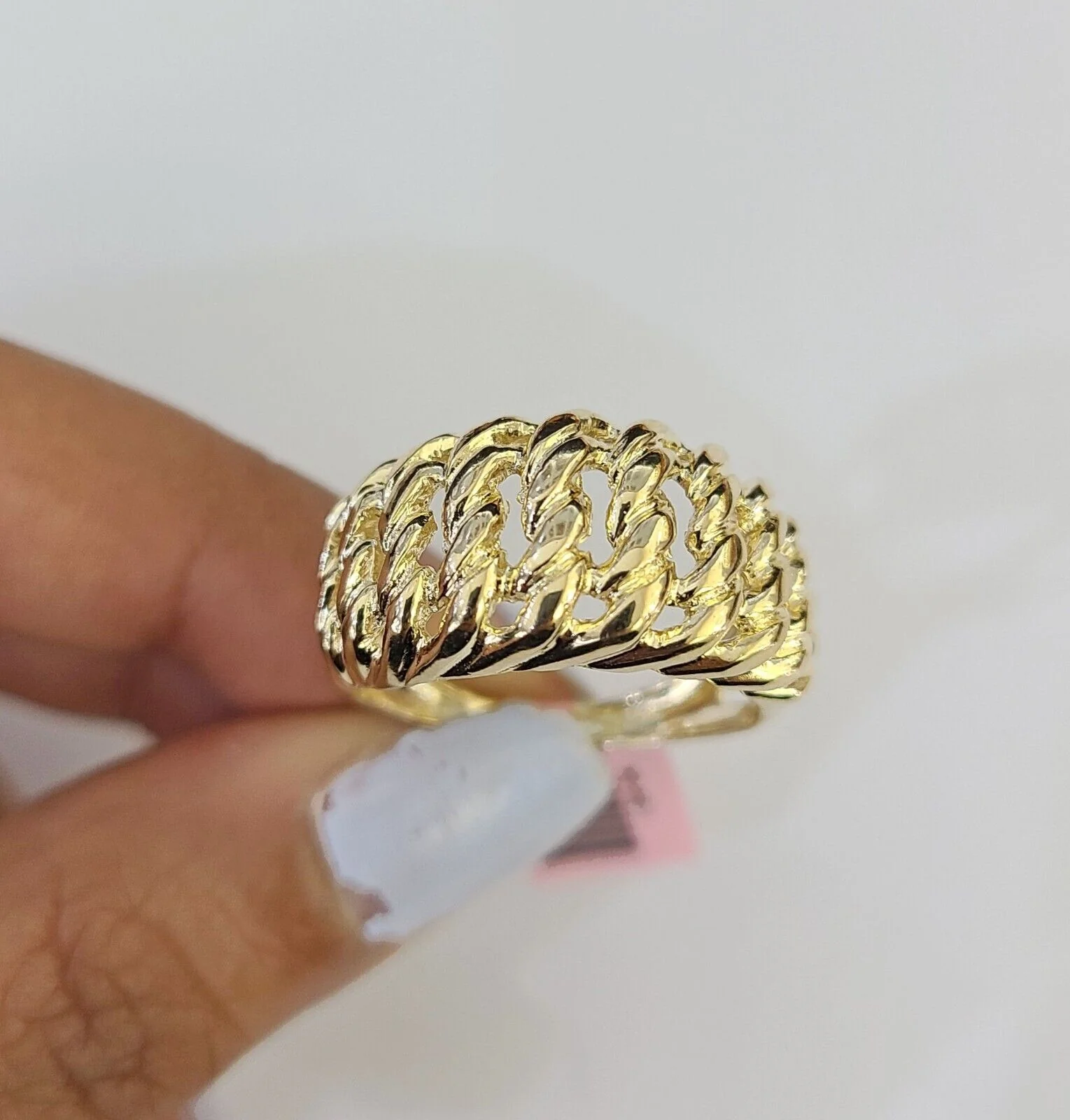 14K Gold Princesa Ring Bracelet 7" 7mm Real Yellow SET Flat Byzantine Link 14Kt All Sizes - Image 4