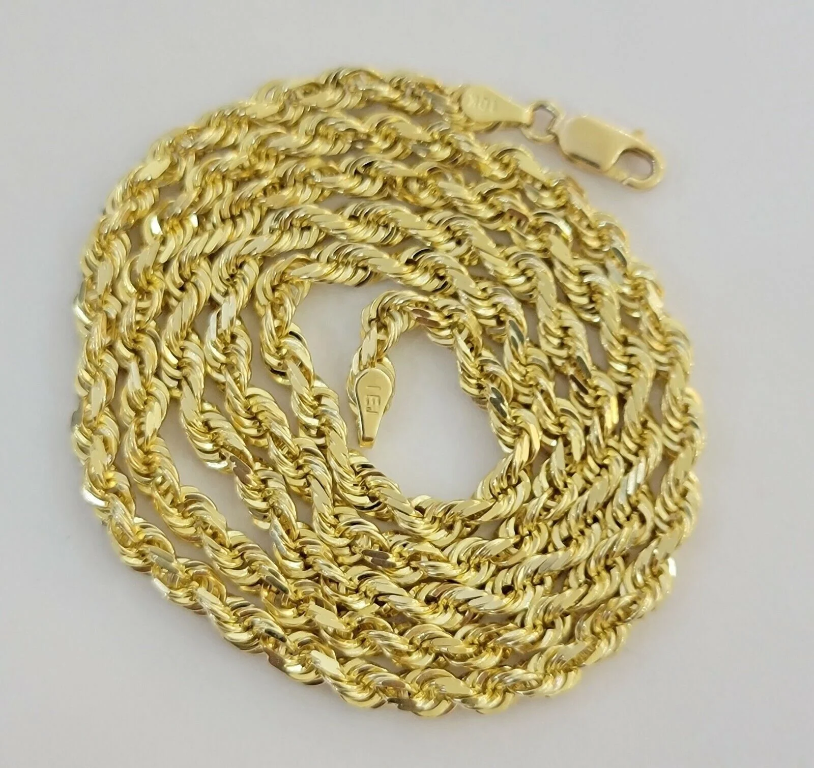 14k Gold Rope Chain Necklace 18"-26 Inches 3mm Diamond Cuts Men Women Real SOLID - Image 3