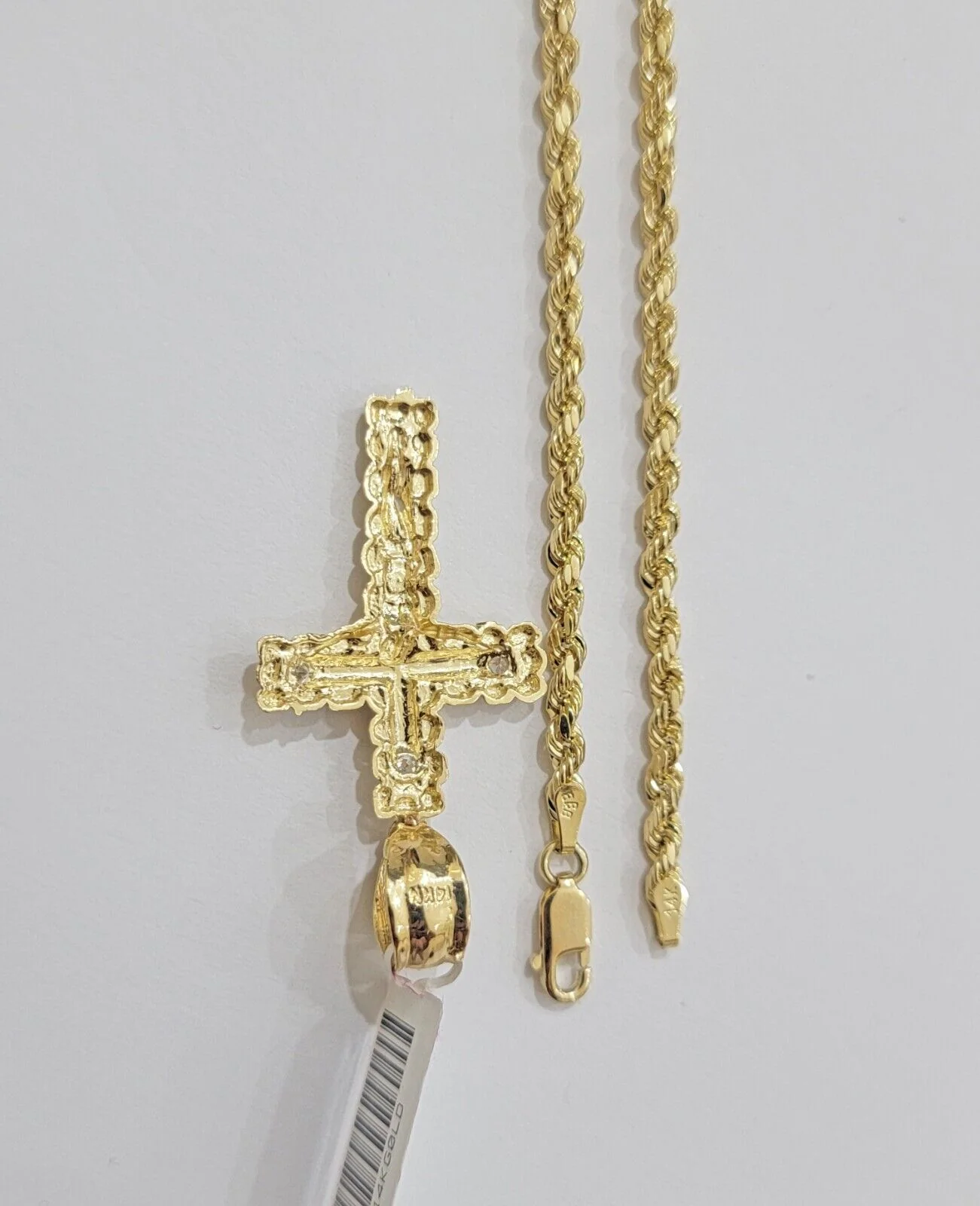 14k Gold Rope Chain Necklace Cross Charm Pendant Set 16-28" inch 3mm , Real 14KT - Image 7
