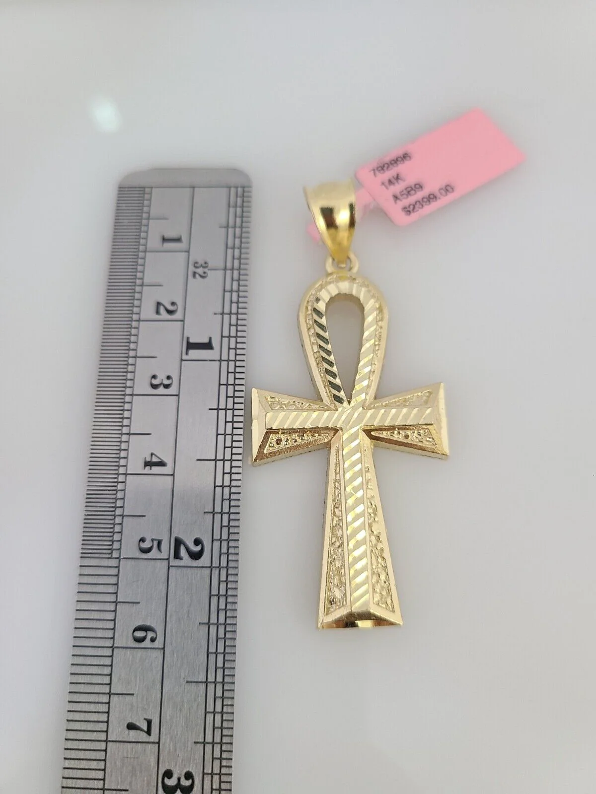 14k Gold Rope Chain Necklace Set 6mm Ankh Cross Charm Pendant 18"-28" inch - Image 5