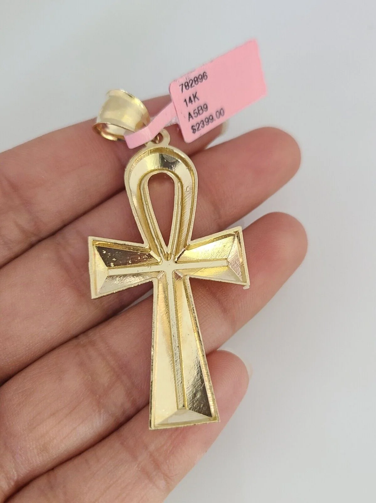 14k Gold Rope Chain Necklace Set 6mm Ankh Cross Charm Pendant 18"-28" inch - Image 6