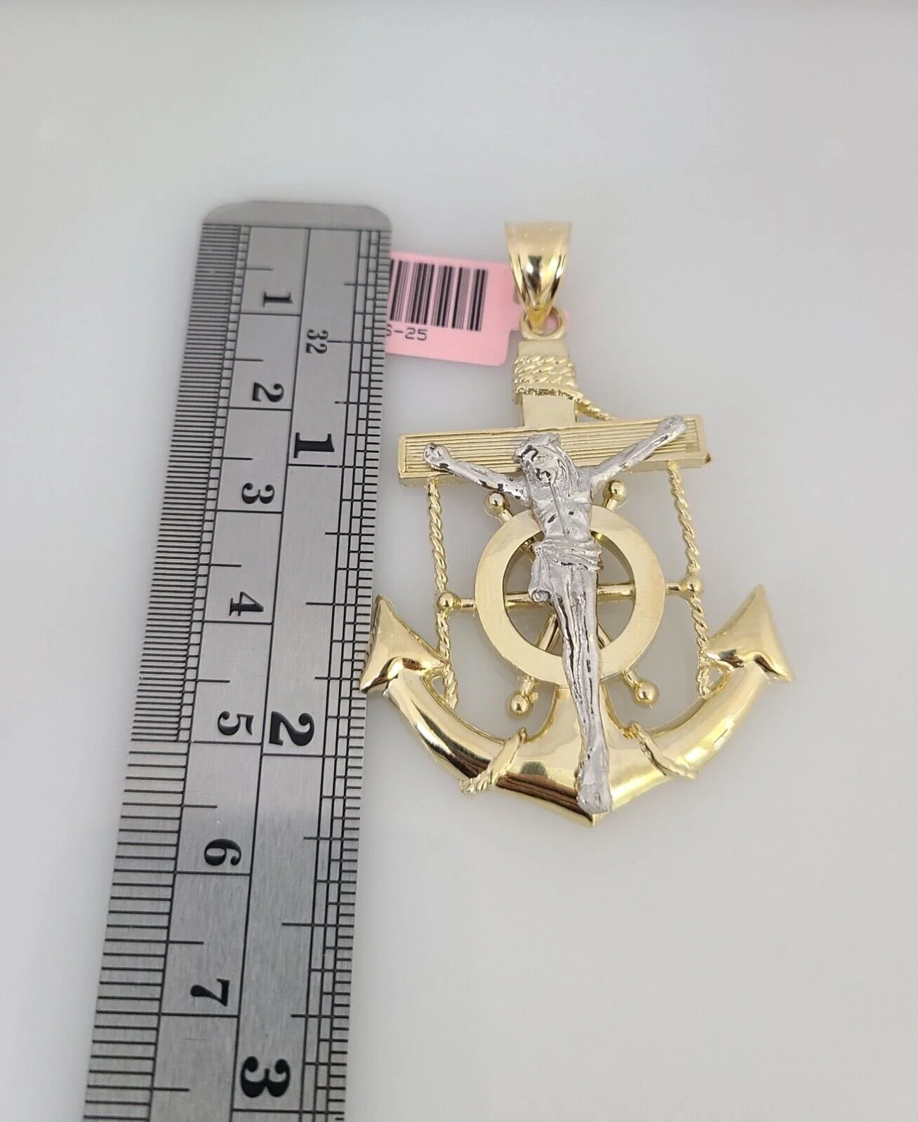 14k Gold Rope Chain Necklace Set 6mm Jesus Anchor Charm Pendant 18"-28" inch - Image 4