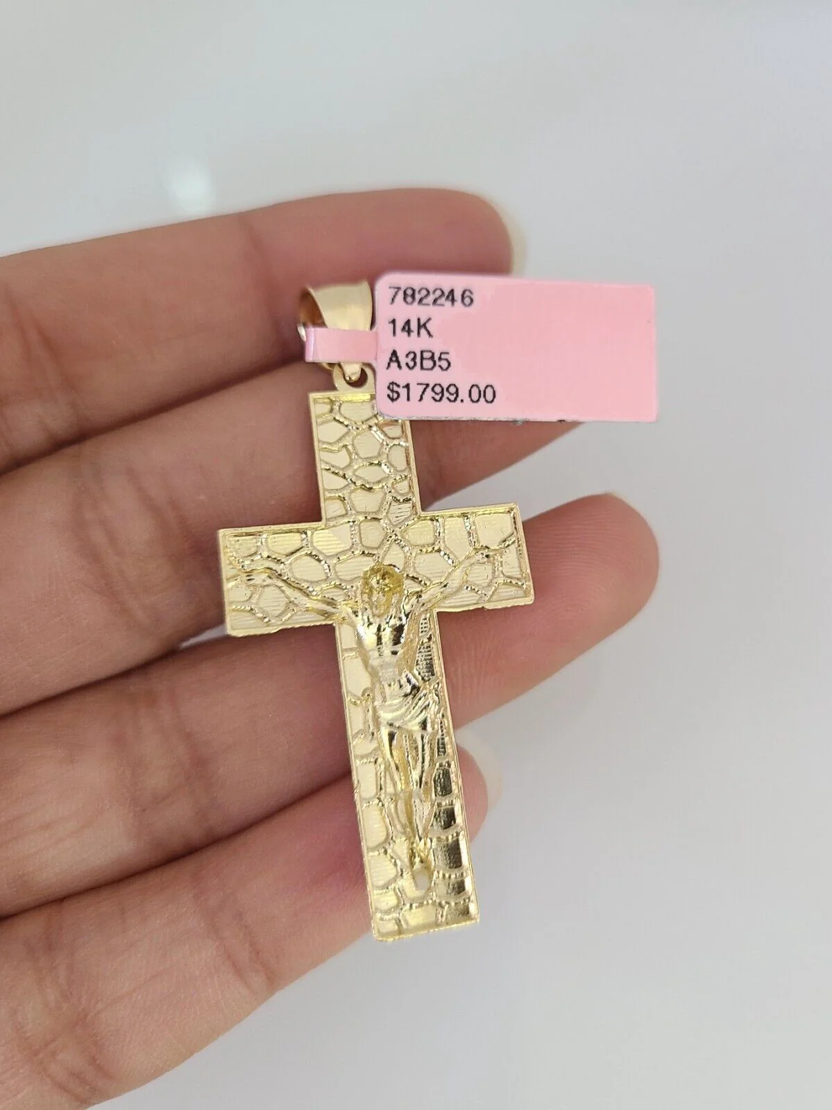 14k Gold Rope Chain Necklace Set 6mm Nugget Cross Charm Pendant 18"-28" inch - Image 6