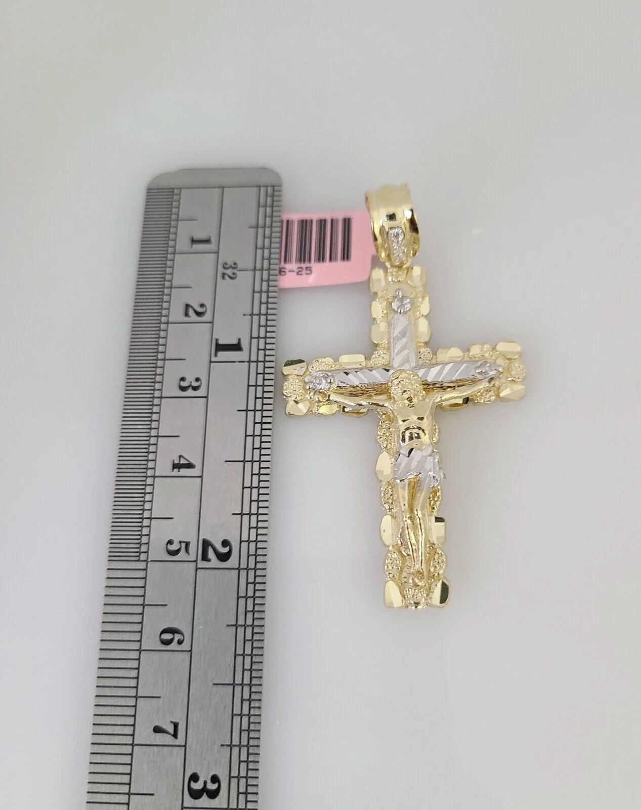 14k Gold Rope Chain Necklace Set 6mm Nugget Cross Charm Pendant 18"-28" inch - Image 5