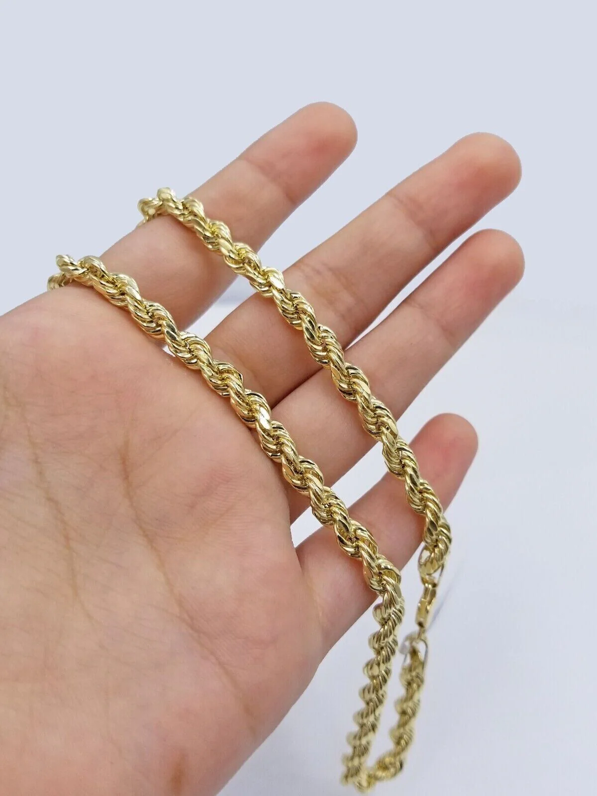 14k Gold Rope Chain & Nugget Texas map Charm pendant & 22 Inch Necklace Set Mens - Image 6