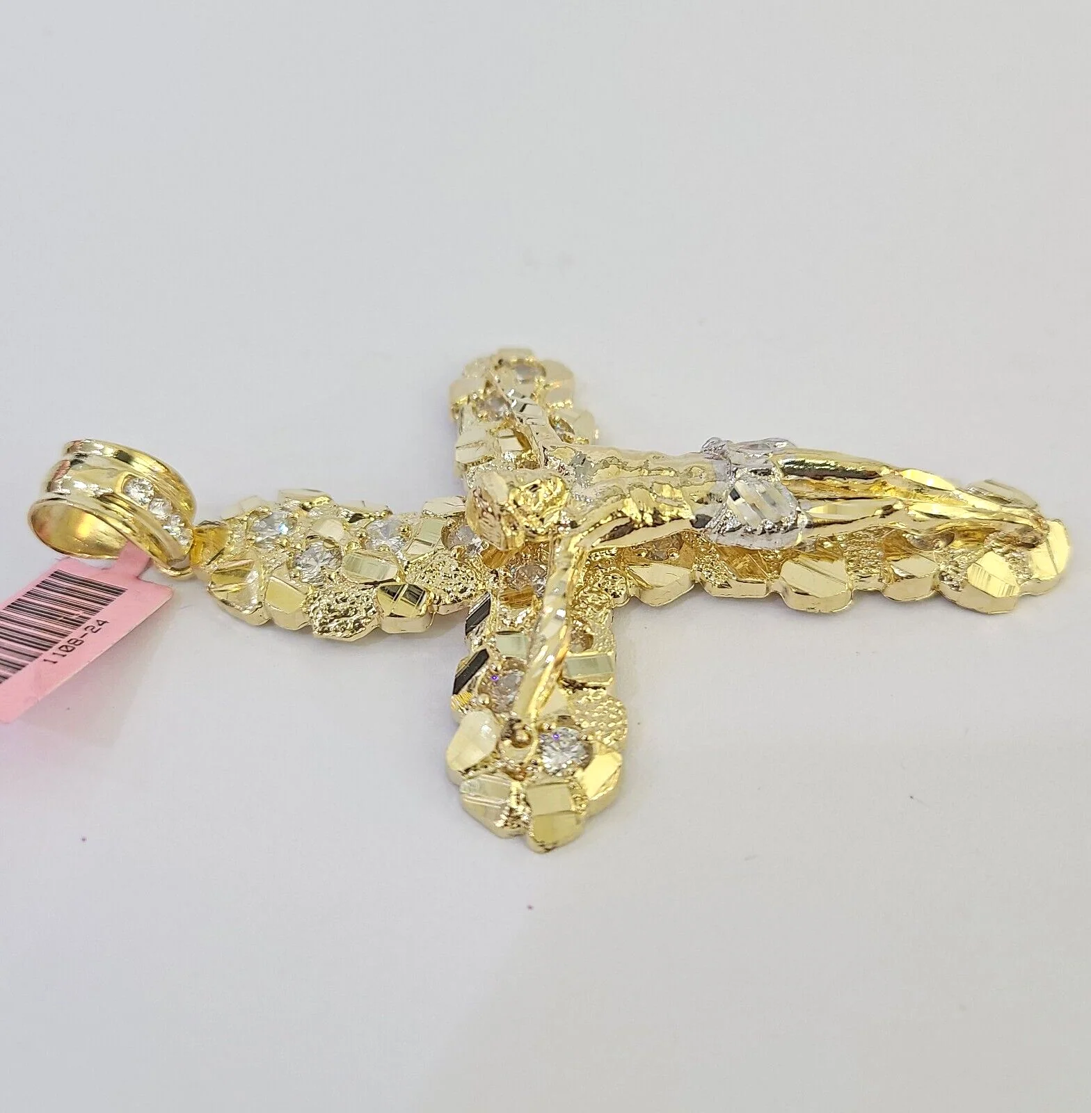 14k Jesus Christ Cross Charm Pendant Nugget Yellow Gold REAL Genuine 14kt - Image 3