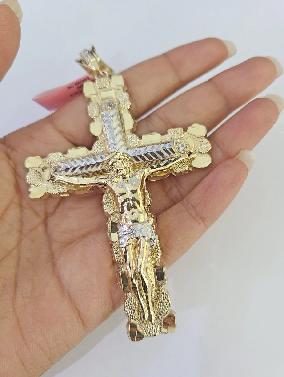 14k Jesus Cross Charm Pendant Yellow Gold Men Women 4" 3" 2" 1.5-2" - Image 2