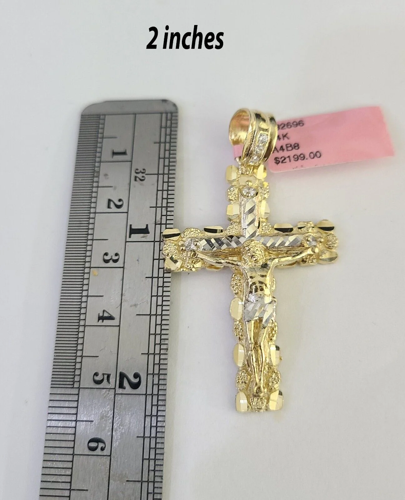 14k Jesus Cross Charm Pendant Yellow Gold Men Women 4" 3" 2" 1.5-2" - Image 5