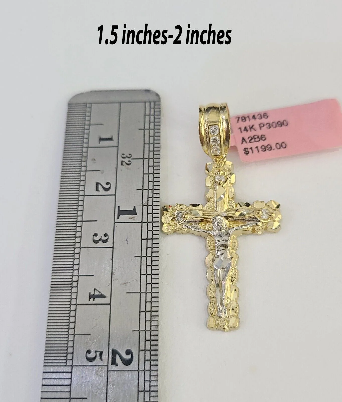 14k Jesus Cross Charm Pendant Yellow Gold Men Women 4" 3" 2" 1.5-2" - Image 6