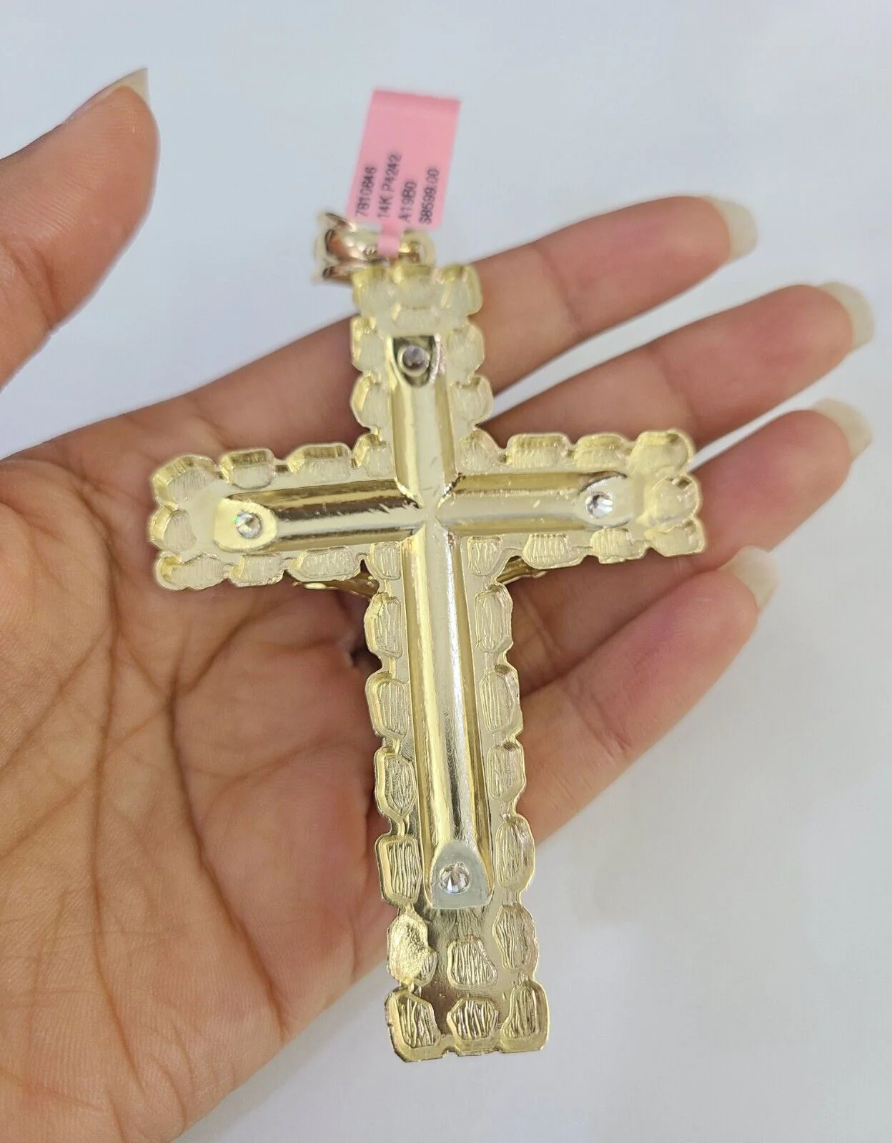 14k Jesus Cross Charm Pendant Yellow Gold Men Women 4" 3" 2" 1.5-2" - Image 7
