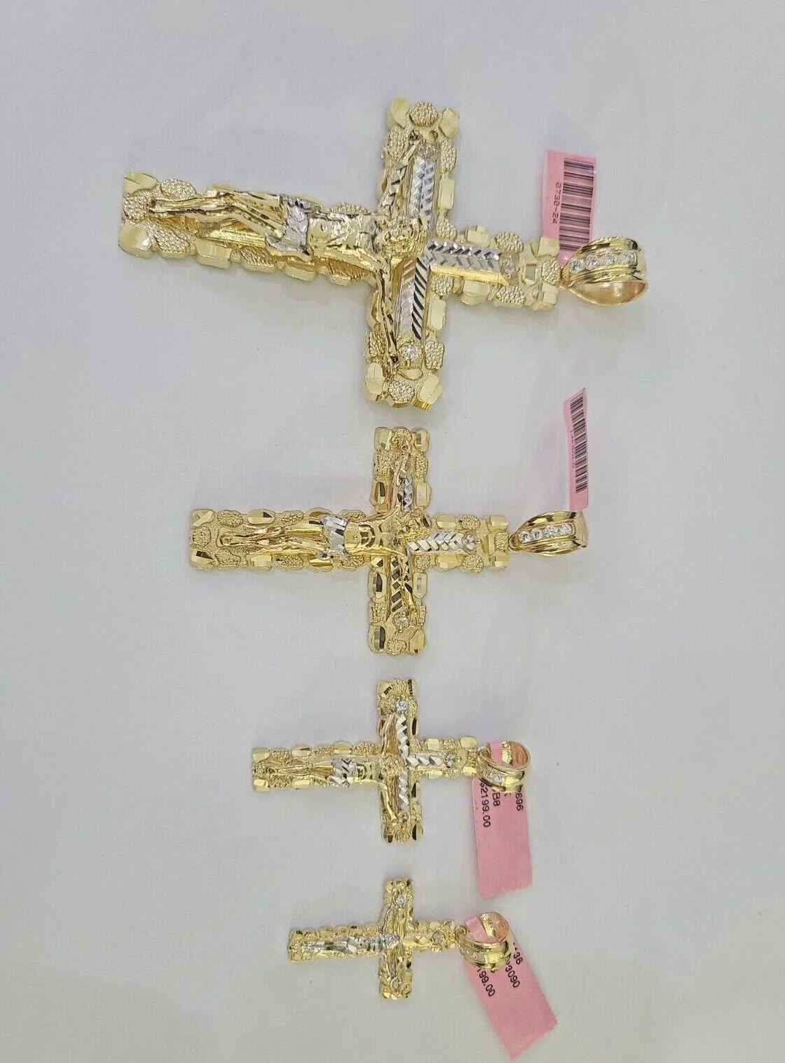 14k Jesus Cross Charm Pendant Yellow Gold Men Women 4" 3" 2" 1.5-2" - Image 8