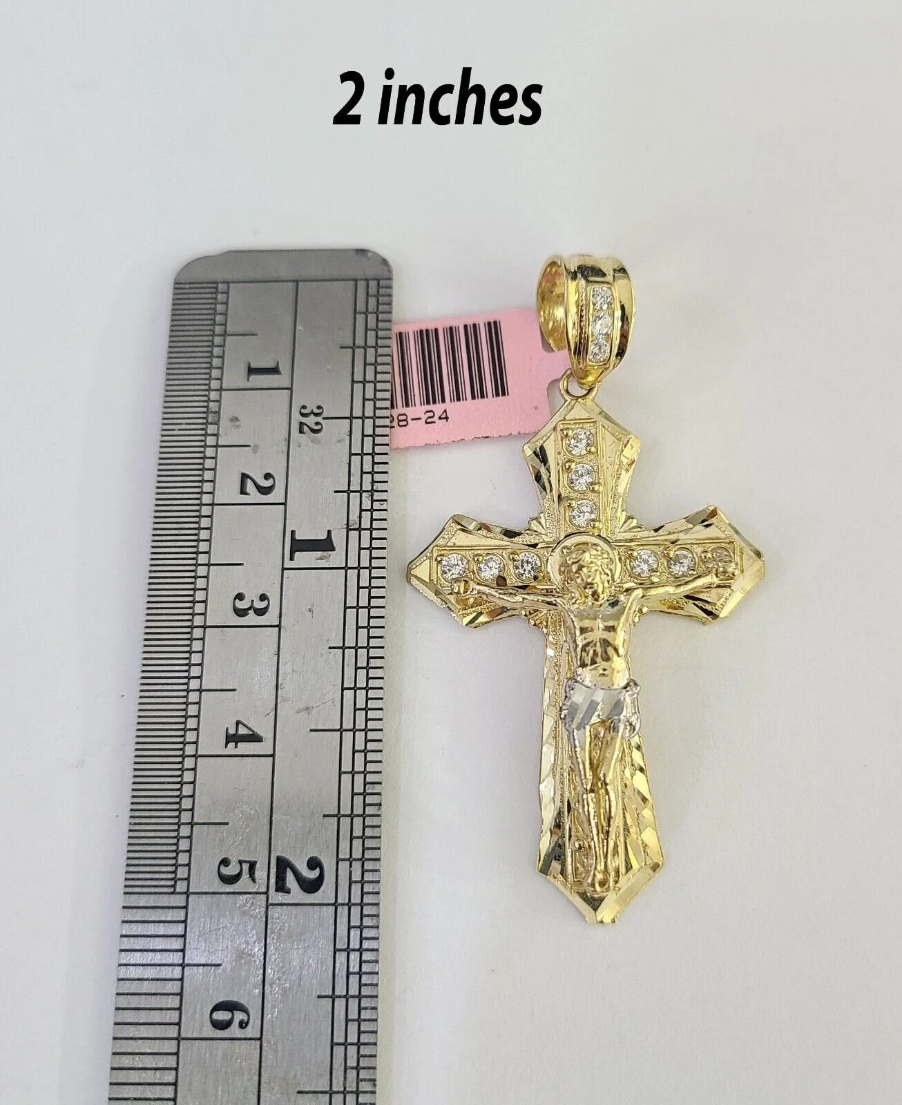 14k Jesus Cross Charm Pendant Yellow Gold Men Women 4" 3" 2" - Image 4