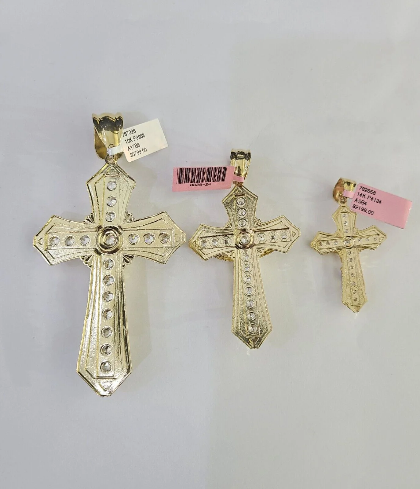 14k Jesus Cross Charm Pendant Yellow Gold Men Women 4" 3" 2" - Image 6