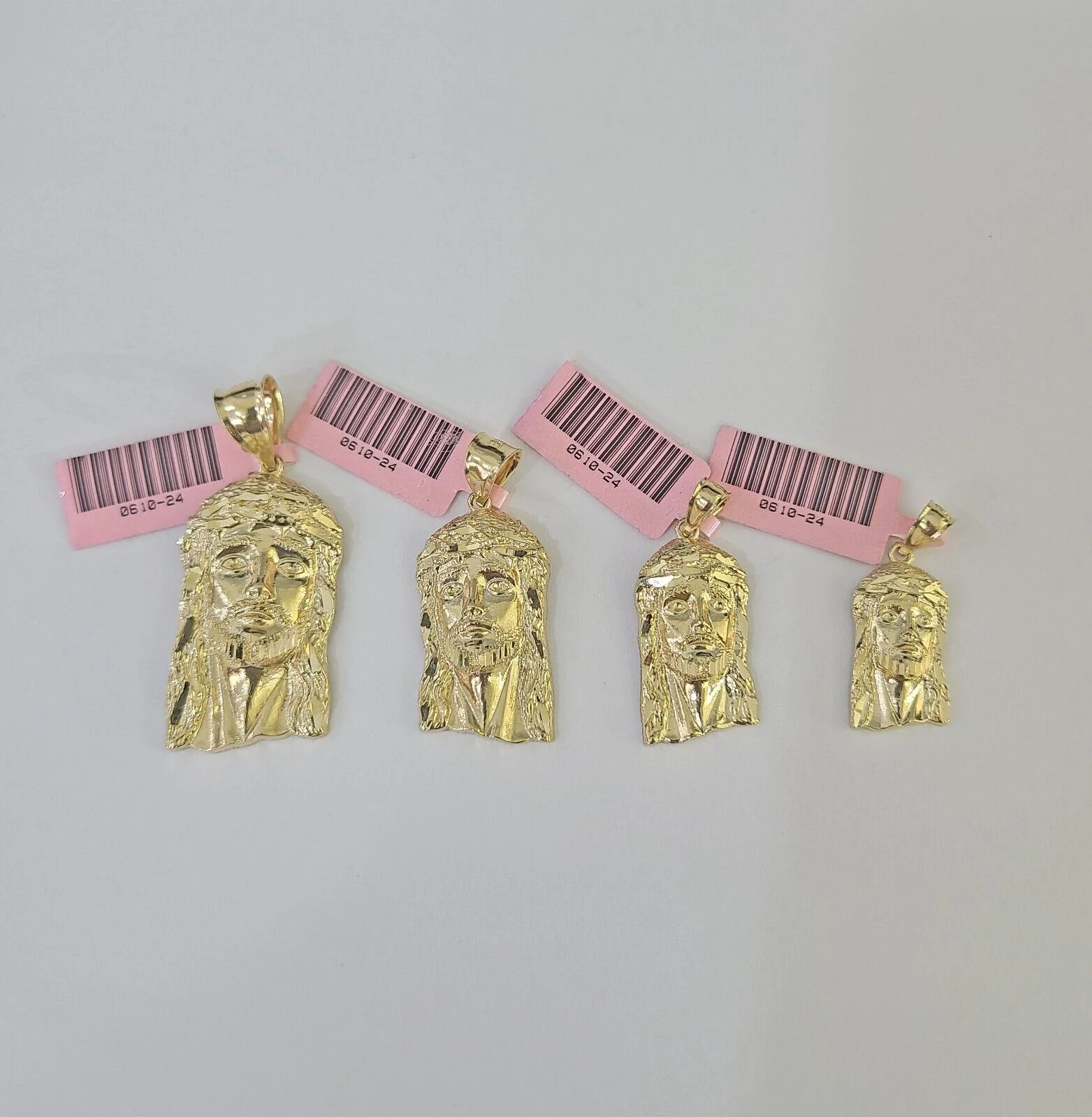 14k Jesus Head Pendant Charm Yellow Gold Men Women 1.75" 1.5" 1.25" 1" Real - Image 2