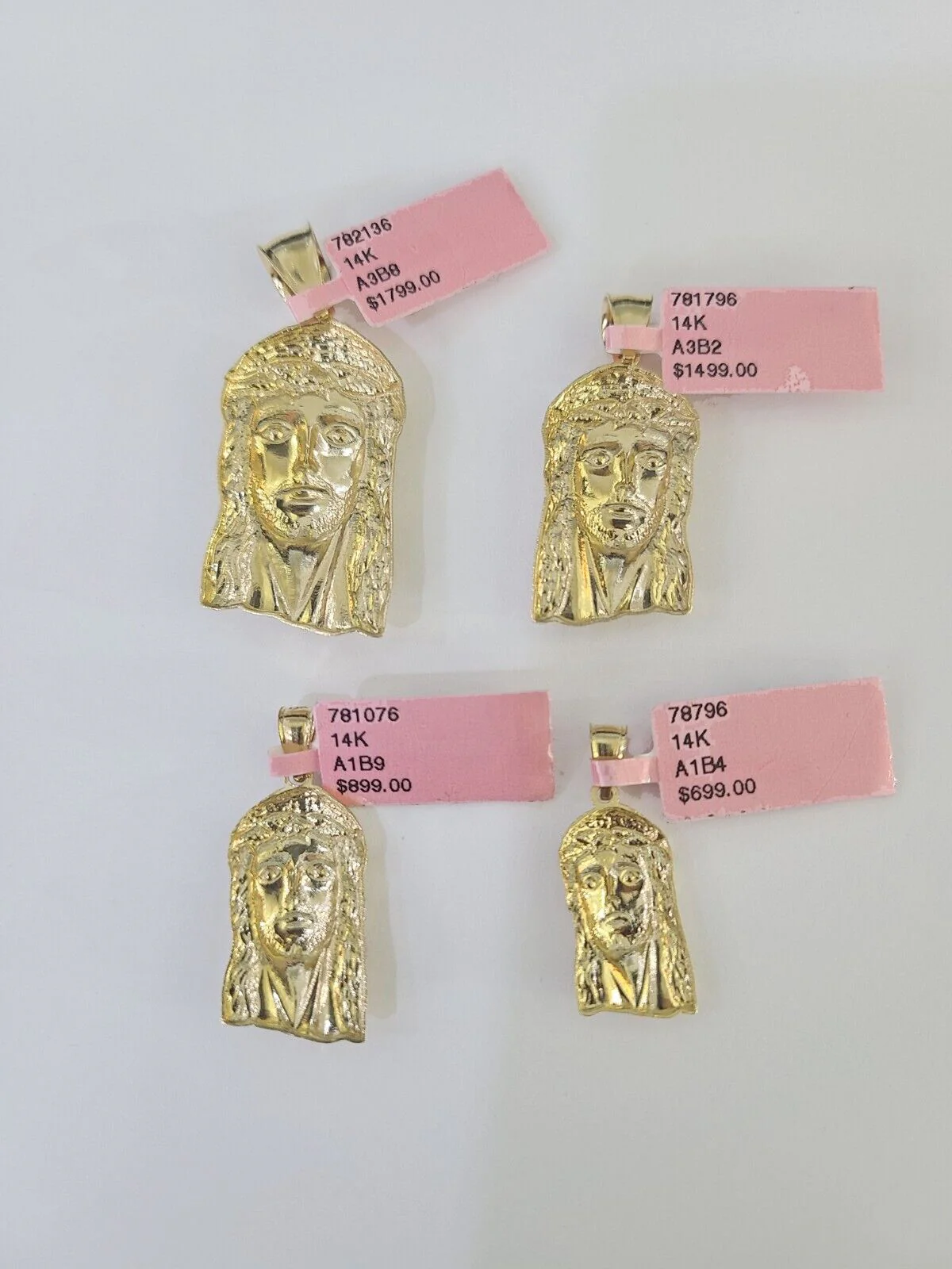 14k Jesus Head Pendant Charm Yellow Gold Men Women 1.75" 1.5" 1.25" 1" Real - Image 3