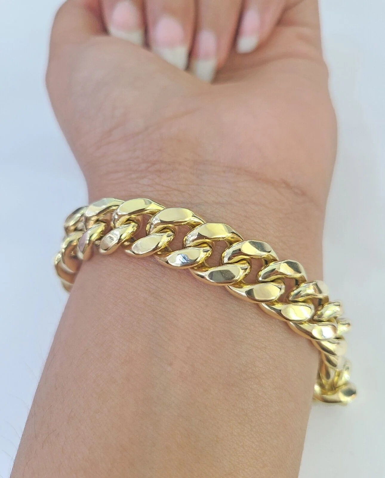 14K Miami Cuban Bracelet Yellow Gold Box Clasp 8" Inch 11mm Link - Image 3