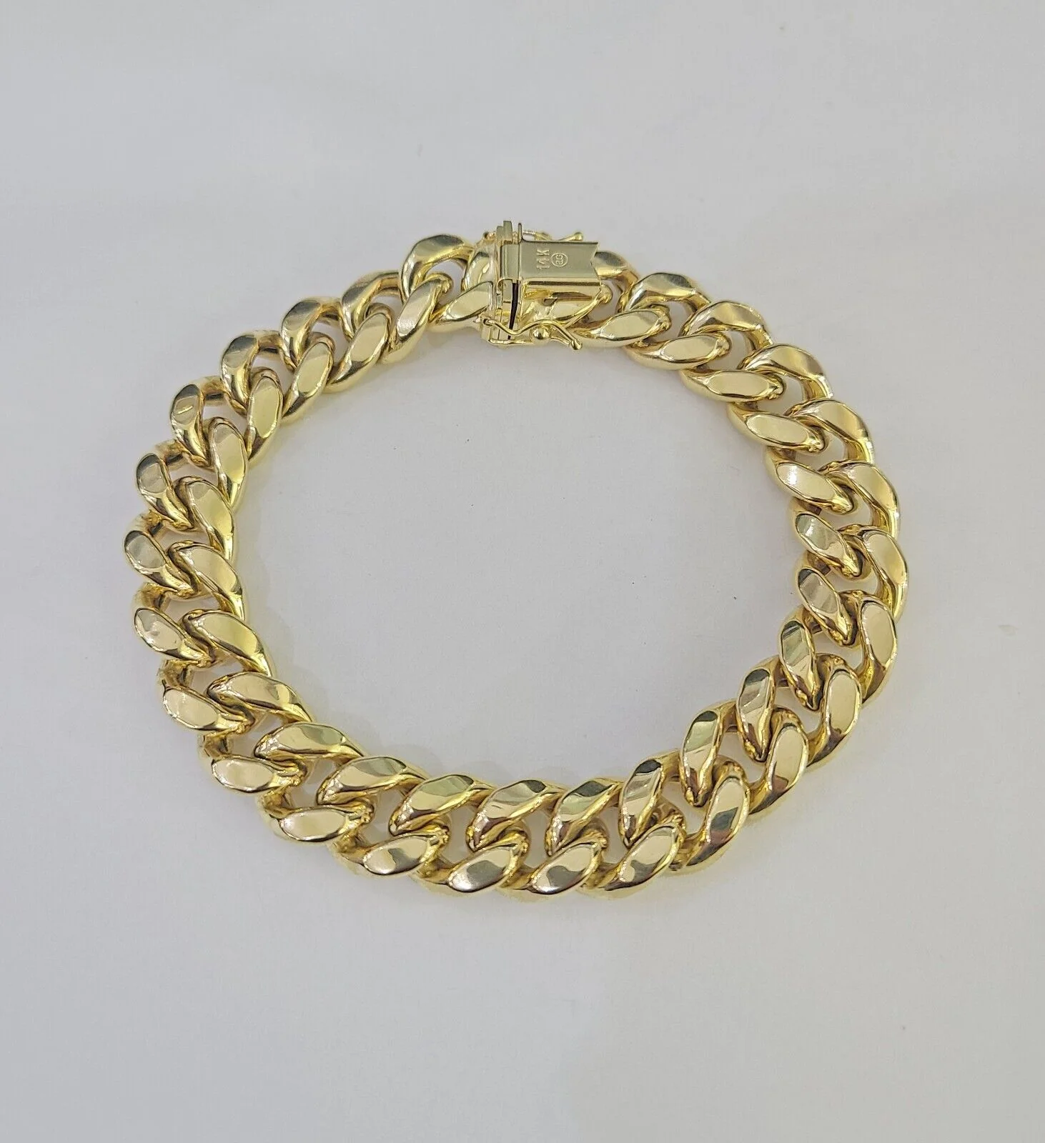 14K Miami Cuban Bracelet Yellow Gold Box Clasp 8" Inch 11mm Link - Image 4