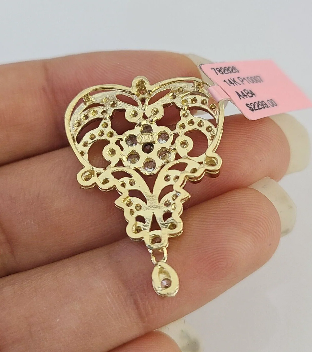 14K Real Chandelier Pendant Charm Yellow Gold Genuine 14Kt - Image 4