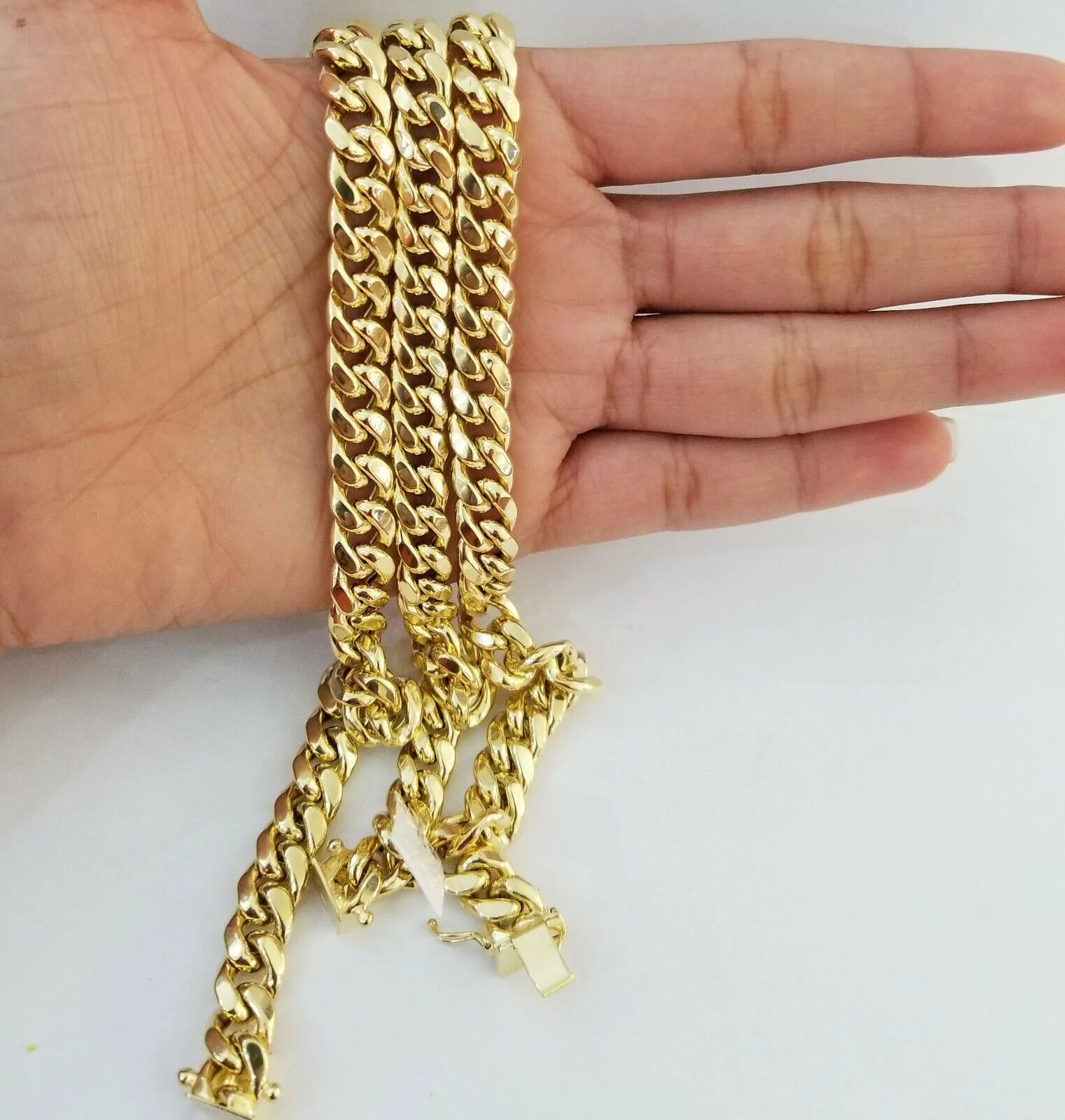 14K Real Gold Bracelet Miami Cuban Link Box Lock 8inch 10kt yellow gold bracelet - Image 8