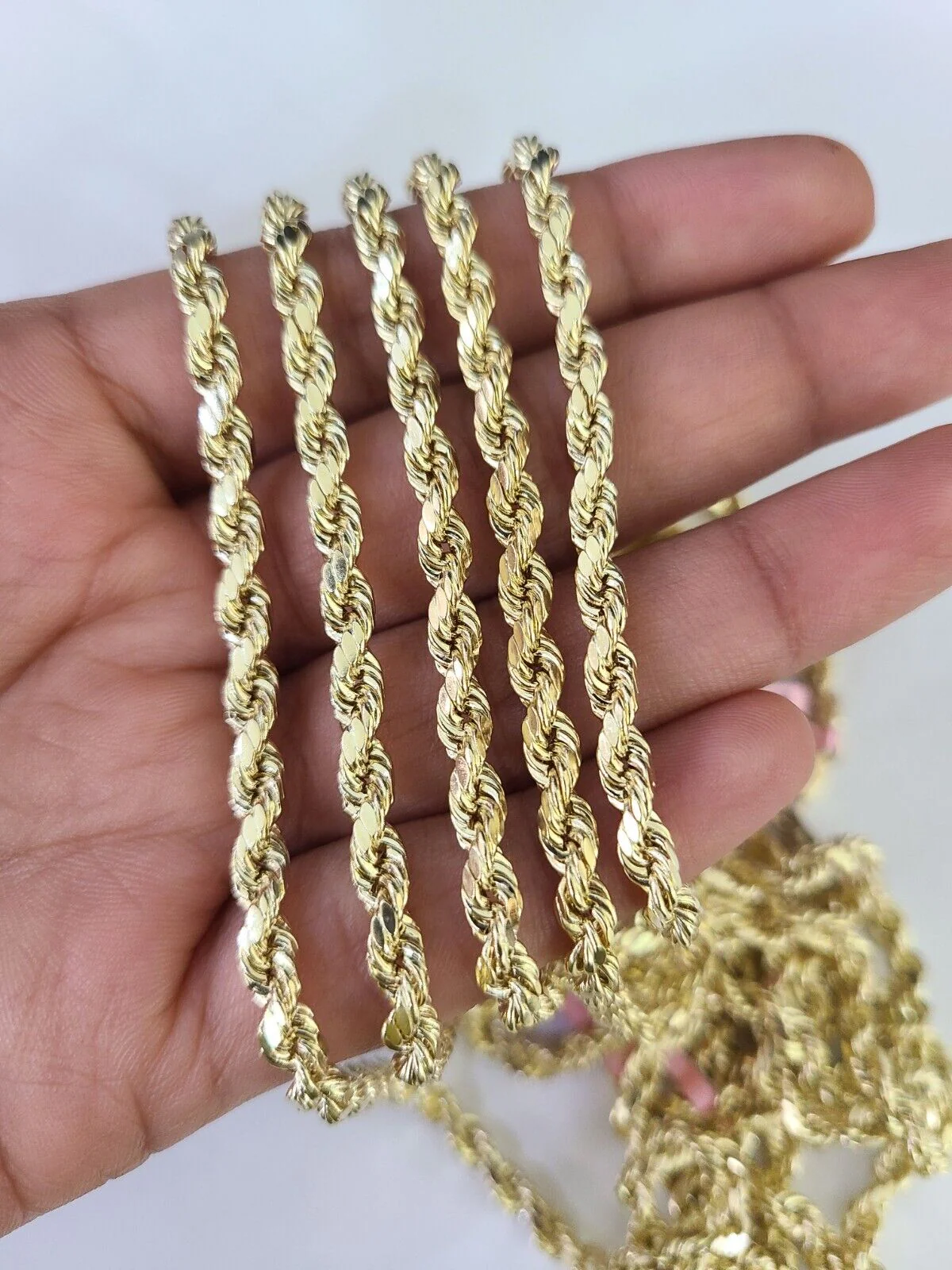 14k Real Rope Chain Necklace 4mm 18"-26" Inch Yellow Gold Men Women Genuine - Image 8