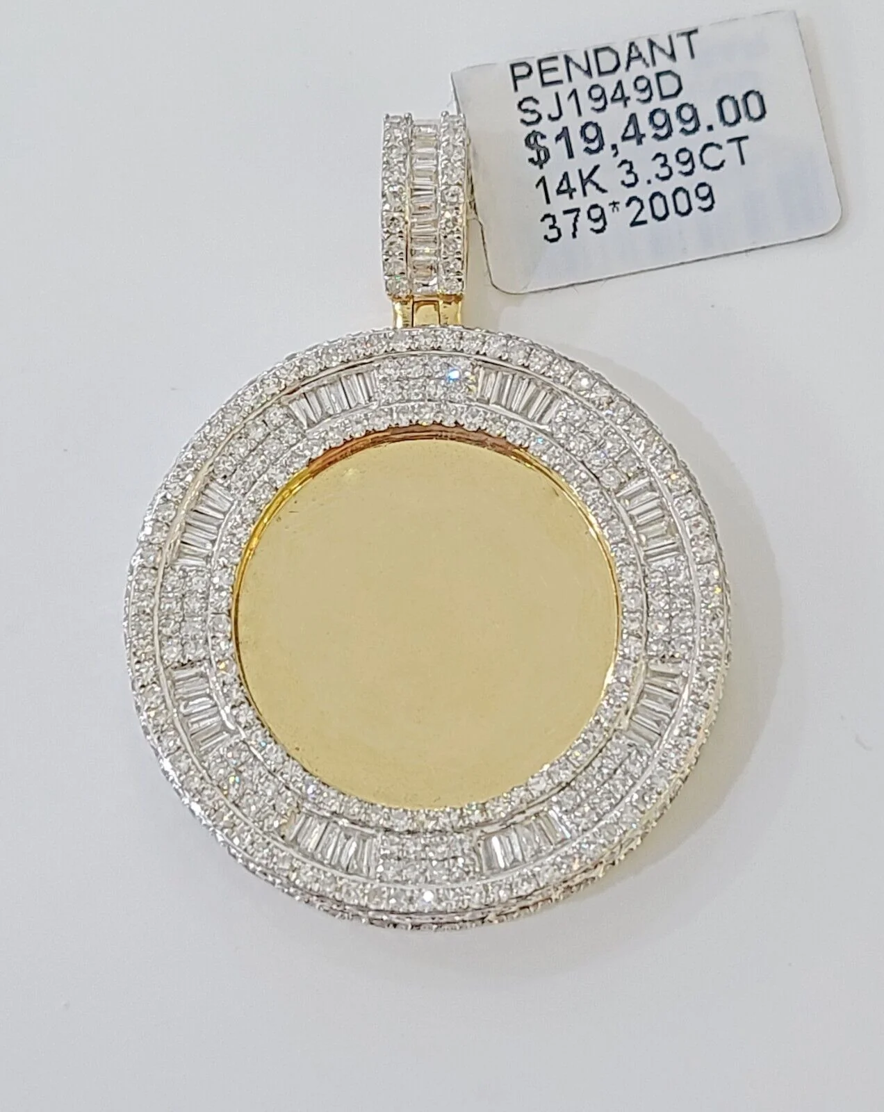 14k Real Yellow Gold And Diamond Circular Charm / Pendant 3.39CT - Image 2