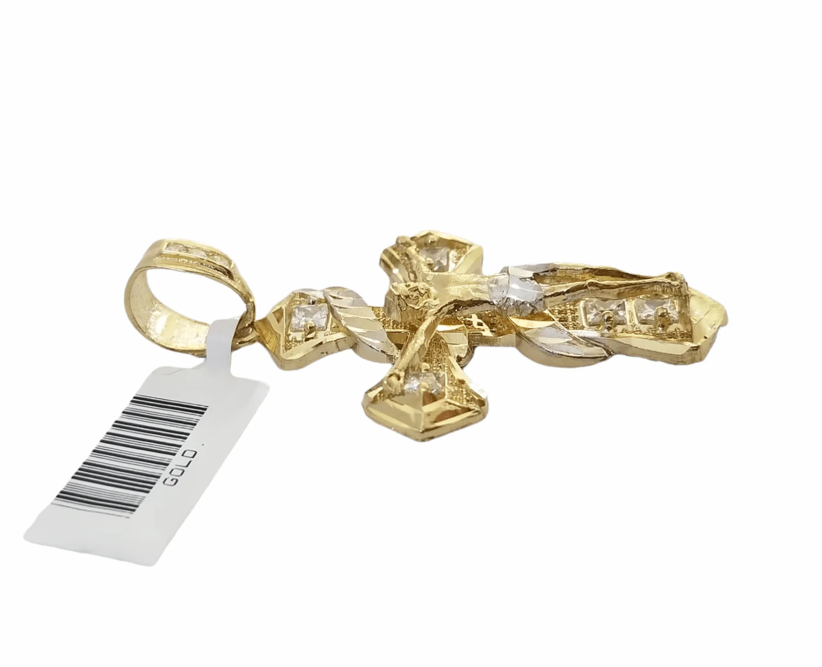 14K Real Yellow Gold Jesus Cross Diamond Cut Pendant Religious - Image 6