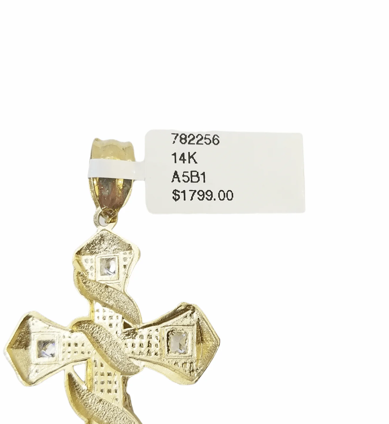 14K Real Yellow Gold Jesus Cross Diamond Cut Pendant Religious - Image 7