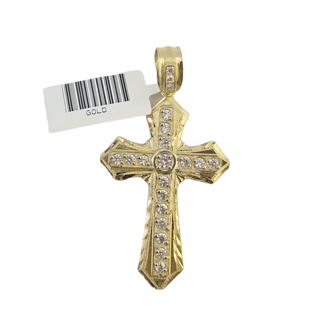 14K Real Yellow Gold Jesus Cross Diamond Cut Pendant Religious Charm - Image 3