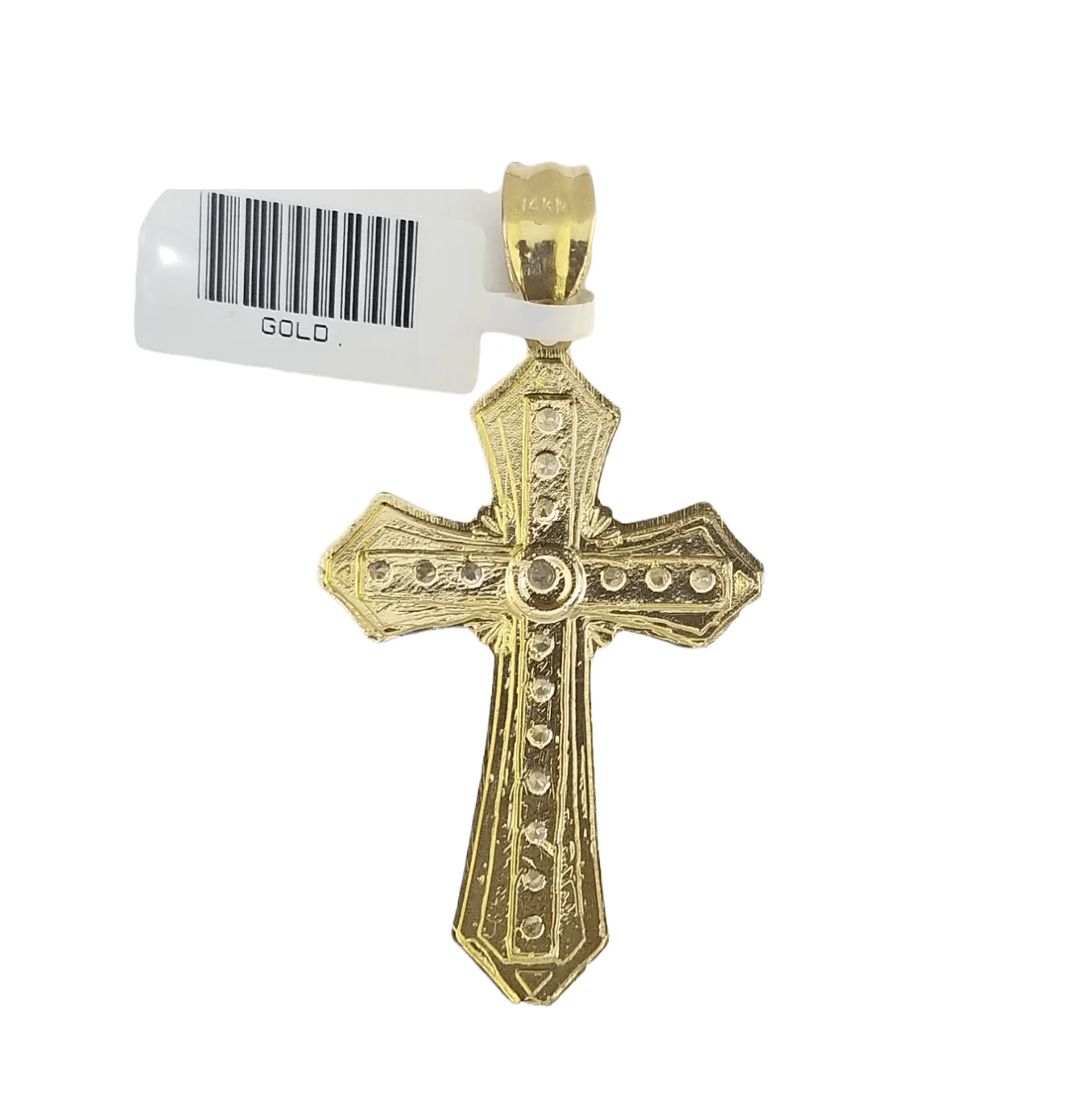 14K Real Yellow Gold Jesus Cross Diamond Cut Pendant Religious Charm - Image 5