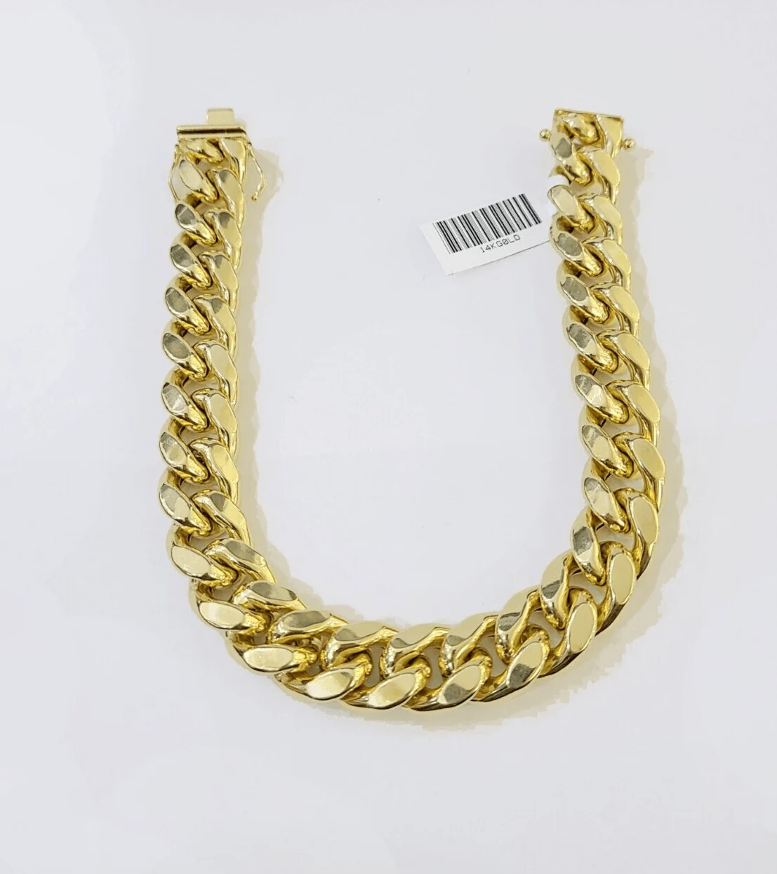 14K Real Yellow Gold Miami Cuban Bracelet 12 mm Link 9" inch 14K - Image 4