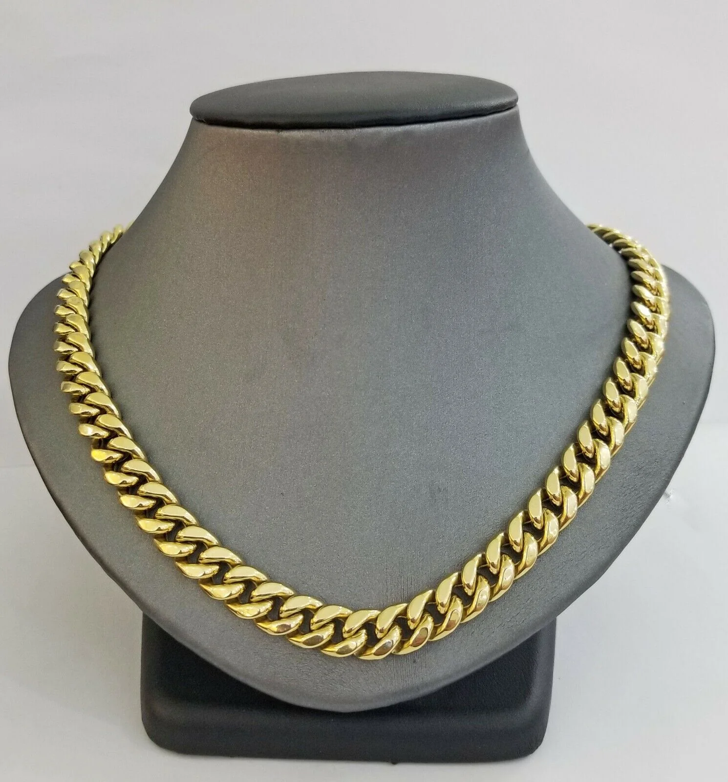 14k REAL Yellow Gold Necklace 26" Inch 10mm Miami Cuban Box Lock Men 14kt - Image 3