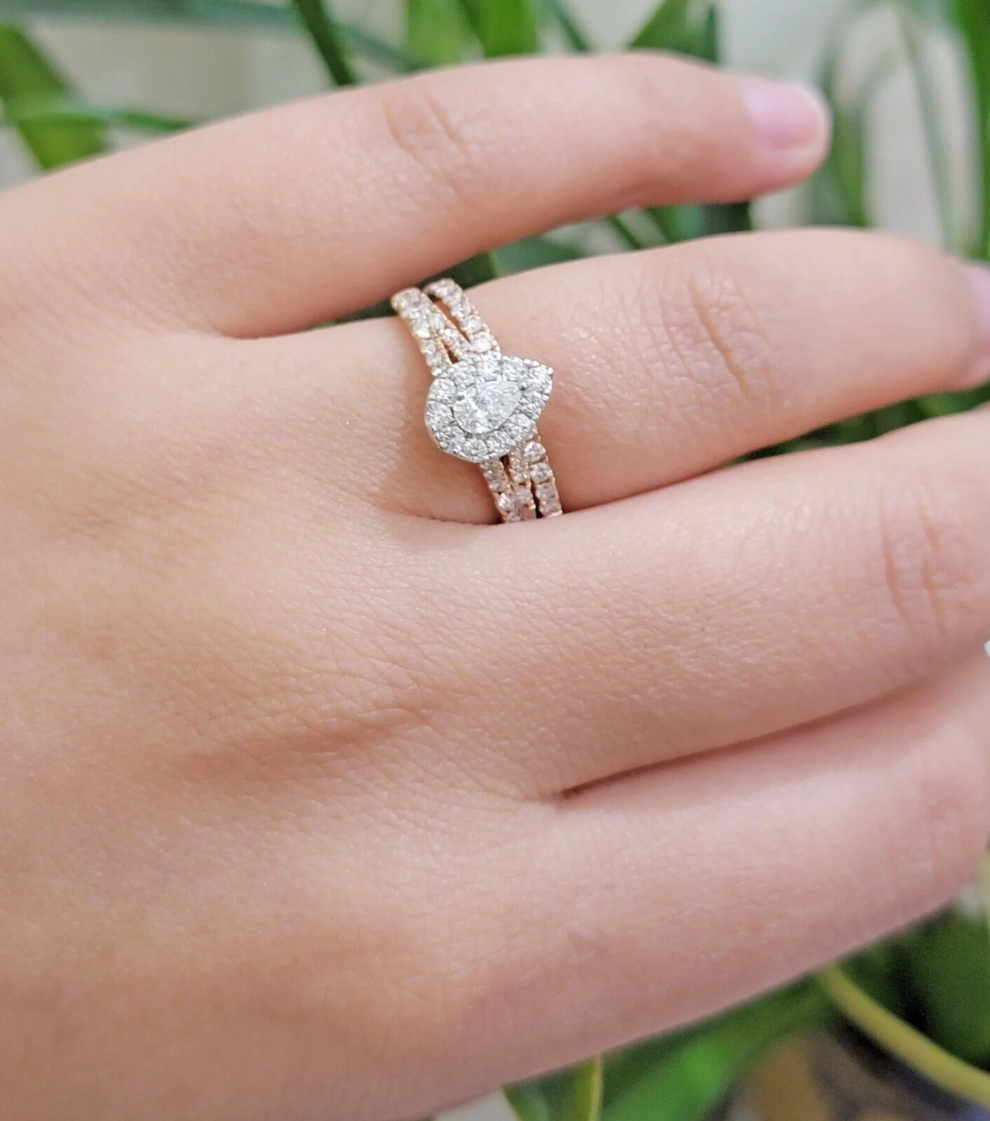 14k Rose Gold Diamond Ring & Band Set Ladies 1CTW Wedding Engagement Solid REAL - Image 2