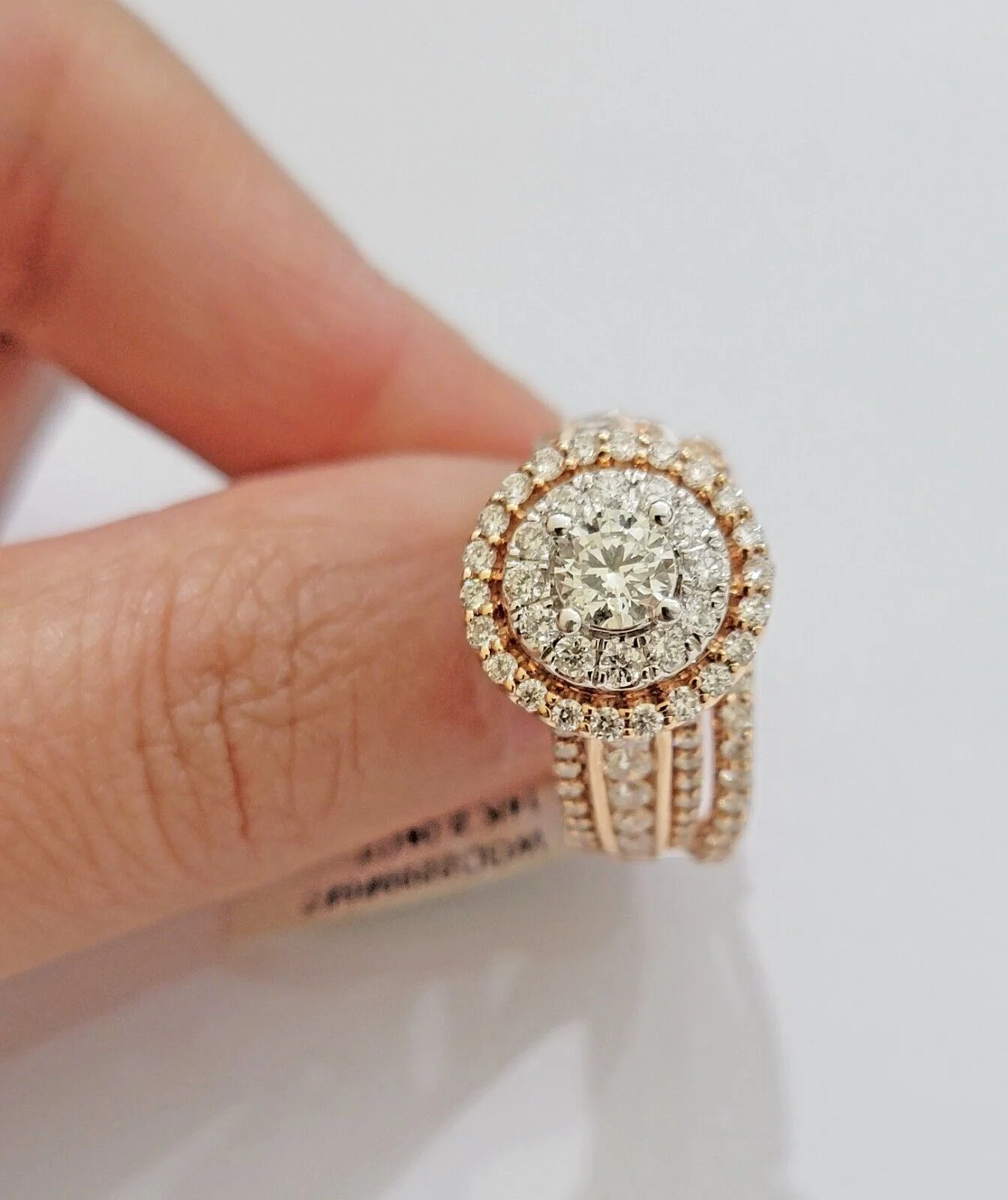 14k Rose Gold Diamond Ring & Band Set Ladies 2CTW Wedding Engagement Solid REAL - Image 2