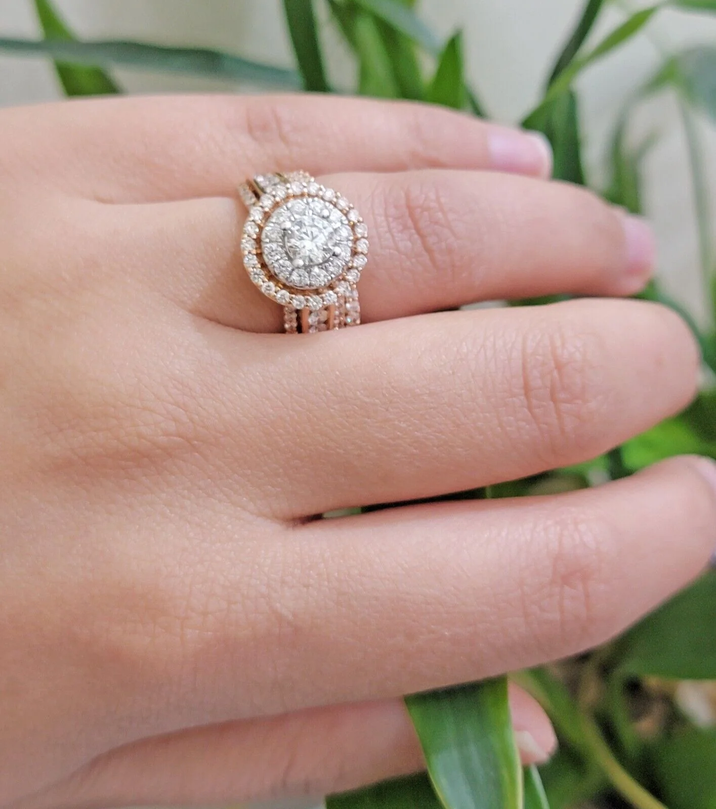 14k Rose Gold Diamond Ring & Band Set Ladies 2CTW Wedding Engagement Solid REAL - Image 5