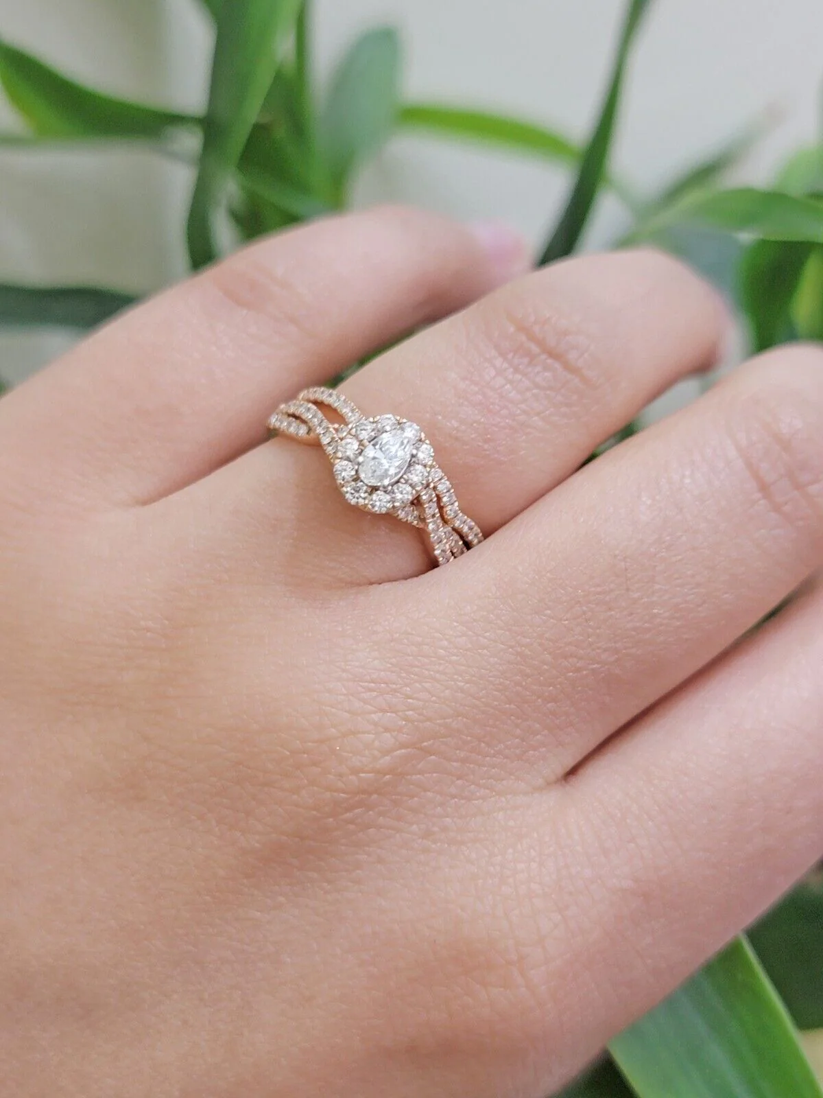 14k Rose Gold Diamond Ring Band Set Ladies Wedding Engagement Anniversary ,Solid - Image 2