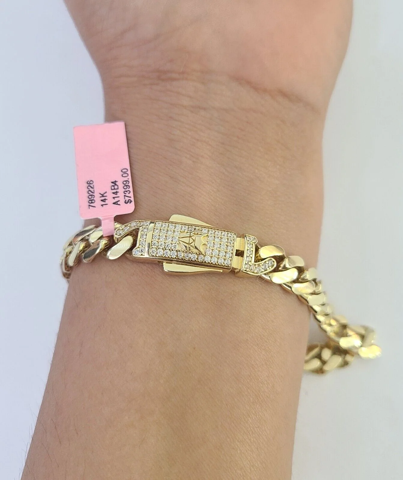 14K Royal Monaco Cuban Bracelet Yellow Gold 8mm 8 inches Box Lock - Image 3