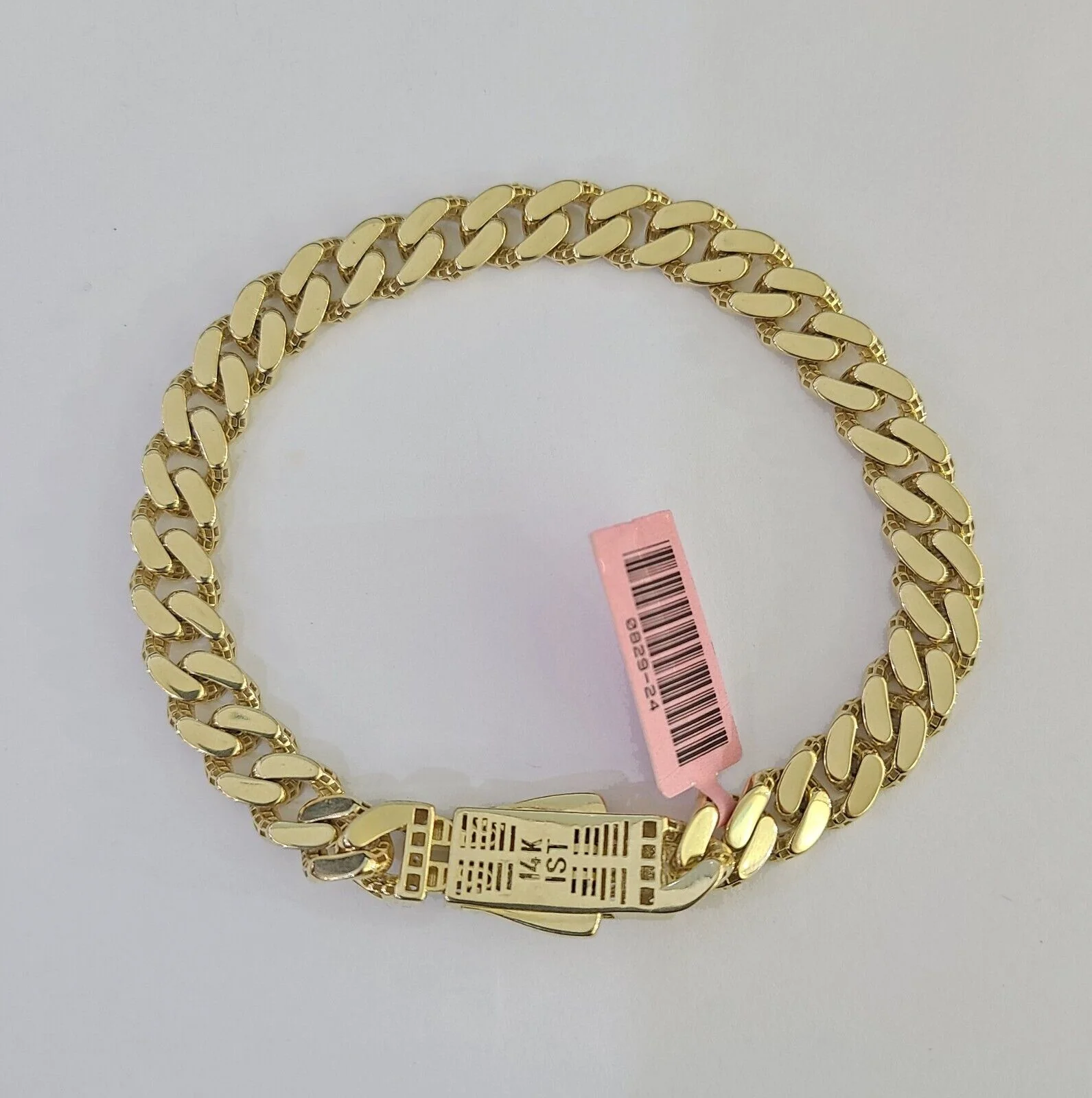 14K Royal Monaco Cuban Bracelet Yellow Gold 8mm 8 inches Box Lock - Image 4