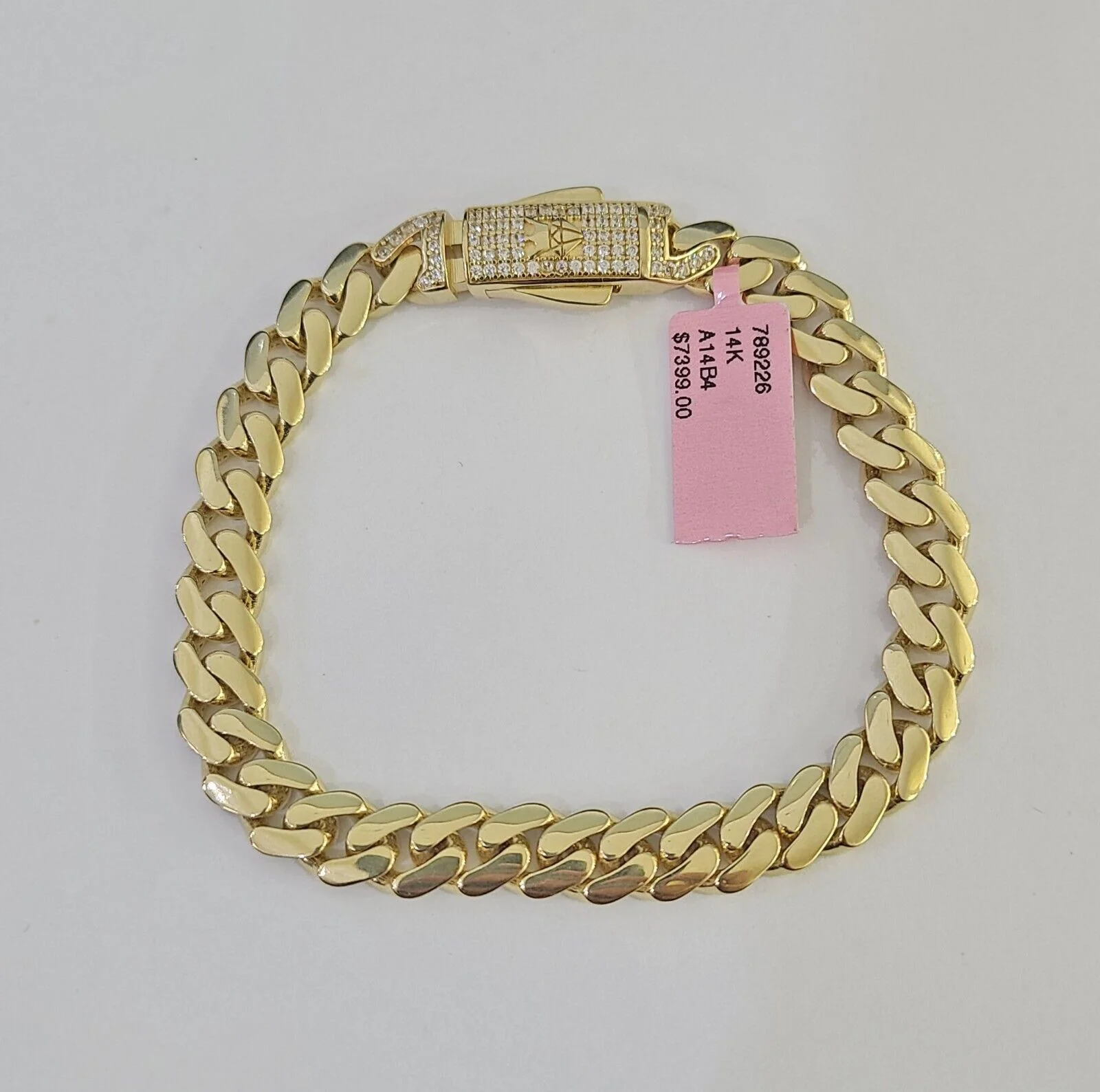 14K Royal Monaco Cuban Bracelet Yellow Gold 8mm 8 inches Box Lock - Image 5