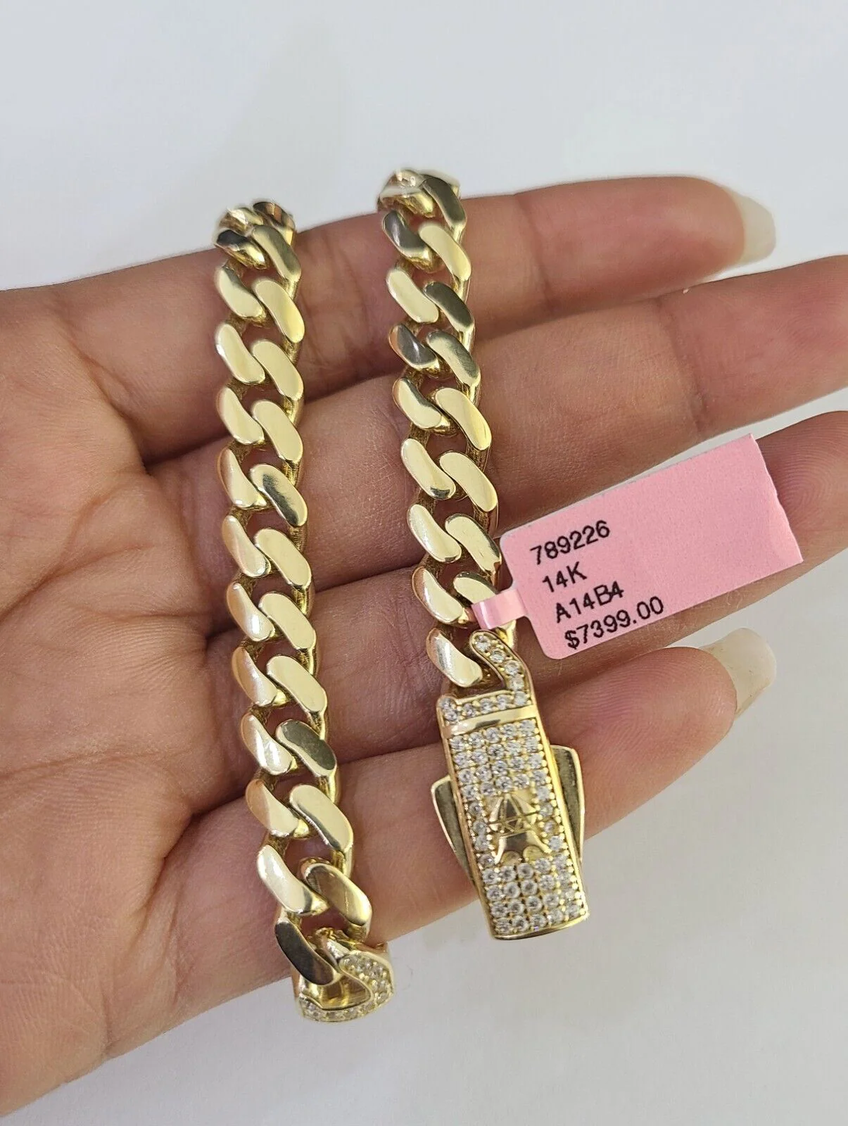 14K Royal Monaco Cuban Bracelet Yellow Gold 8mm 8 inches Box Lock - Image 6