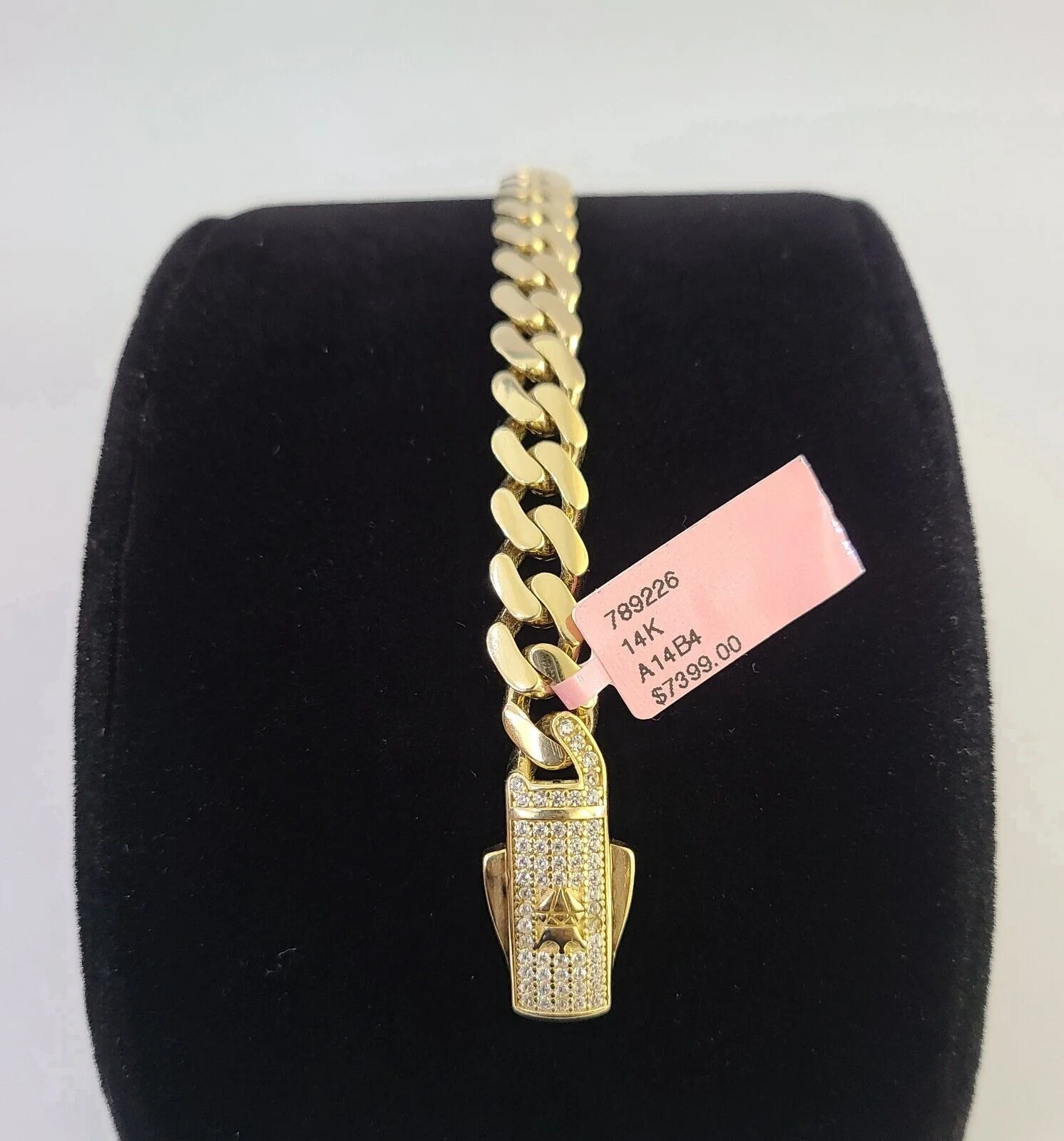 14K Royal Monaco Cuban Bracelet Yellow Gold 8mm 8 inches Box Lock - Image 7