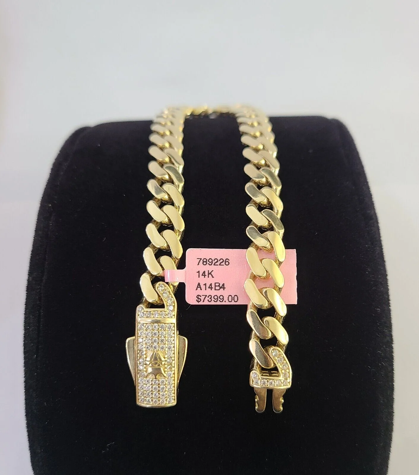 14K Royal Monaco Cuban Bracelet Yellow Gold 8mm 8 inches Box Lock - Image 8