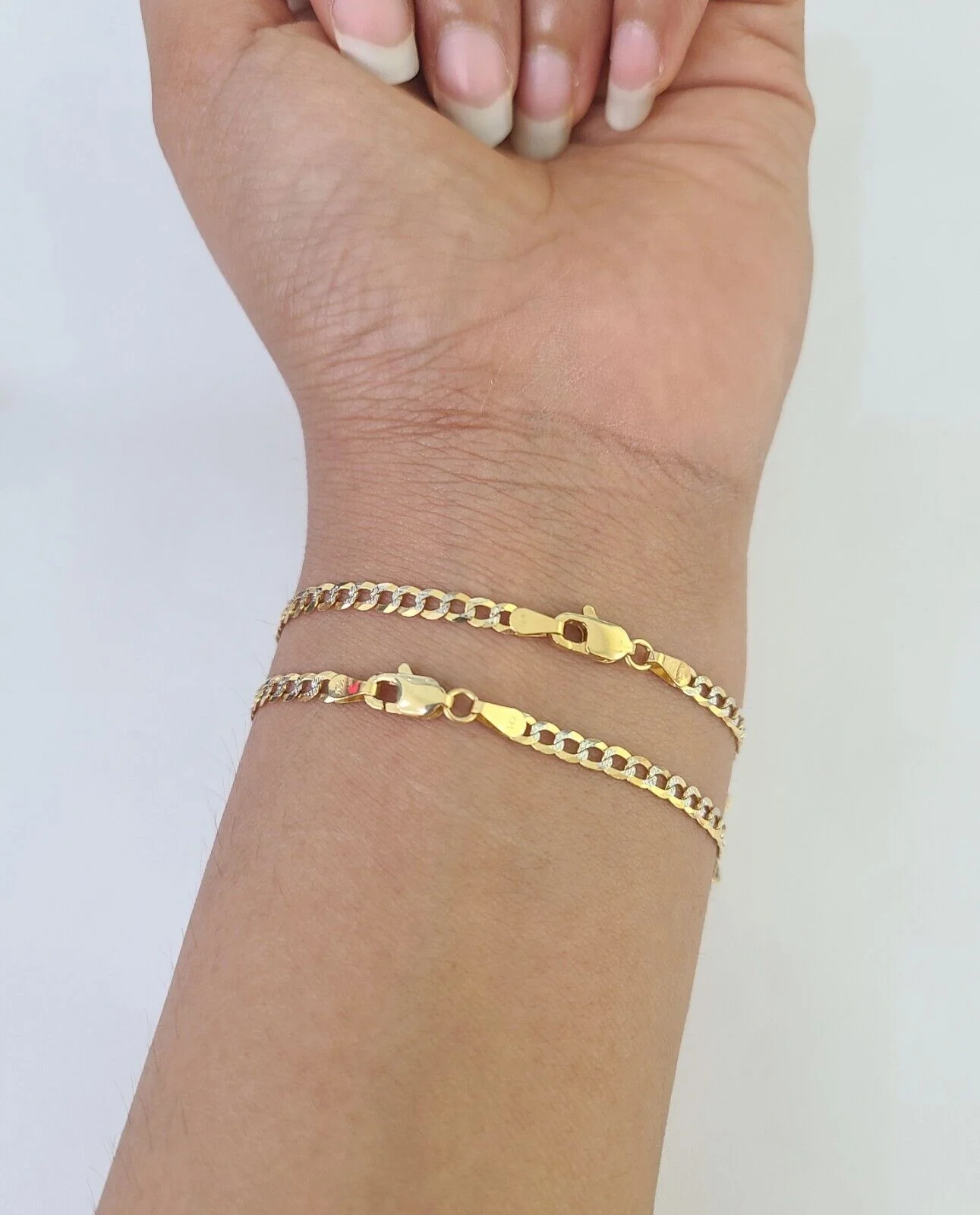 14K Solid Cuban Curb Link Bracelet Diamond Cut 3mm 7" Inch REAL Yellow Gold - Image 2