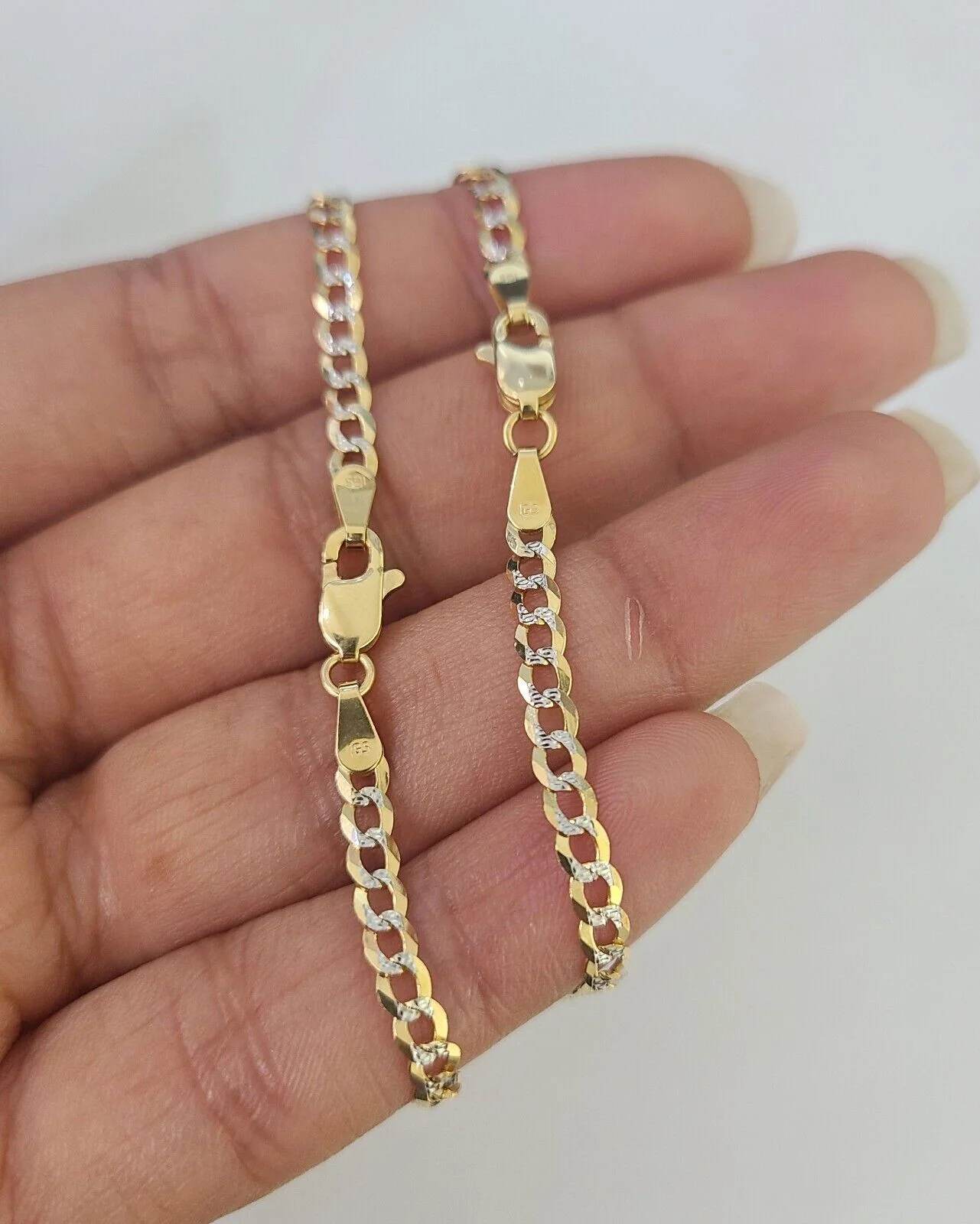 14K Solid Cuban Curb Link Bracelet Diamond Cut 3mm 7" Inch REAL Yellow Gold - Image 3