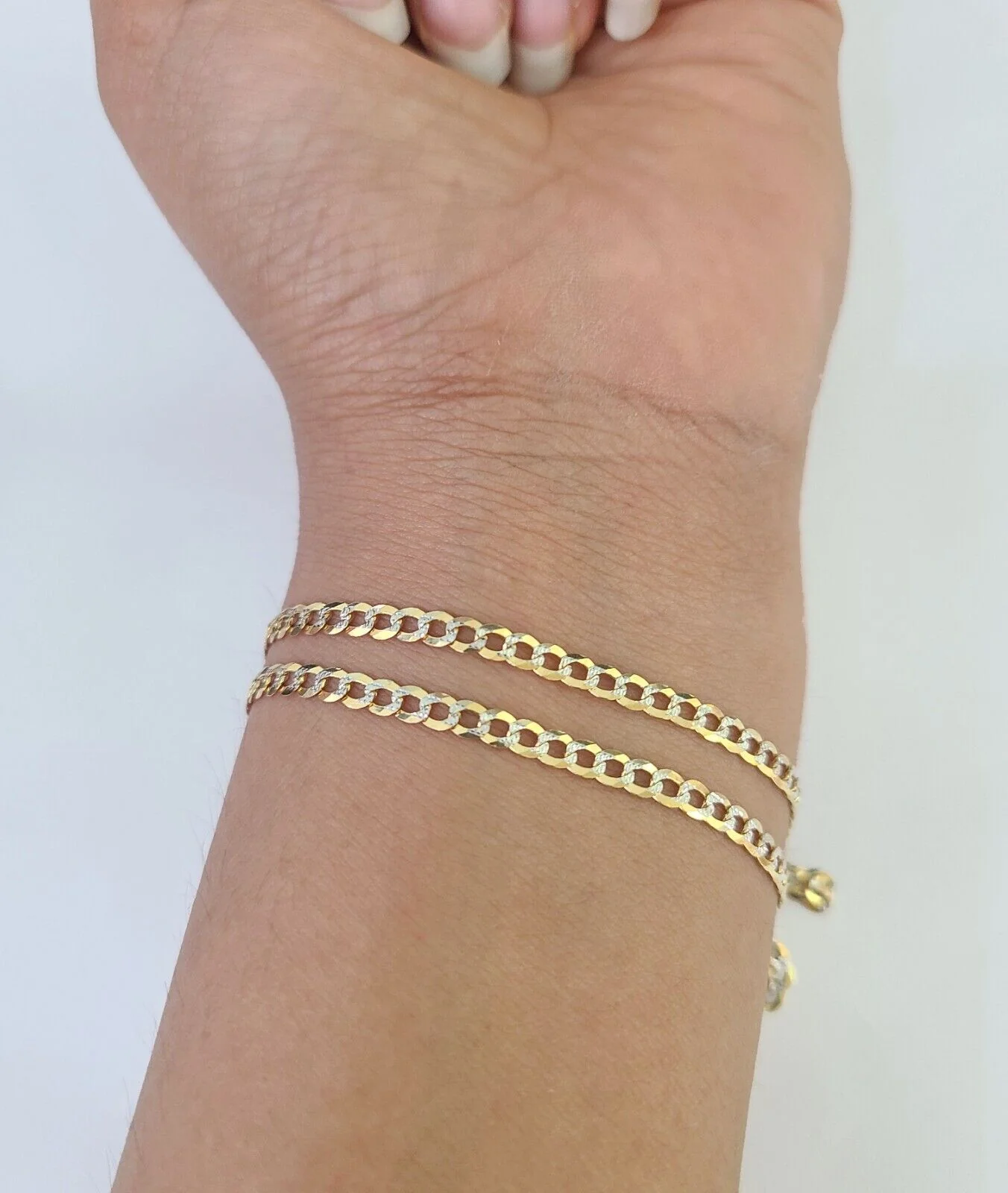 14K Solid Cuban Curb Link Bracelet Diamond Cut 3mm 8" Inch REAL Yellow Gold - Image 5