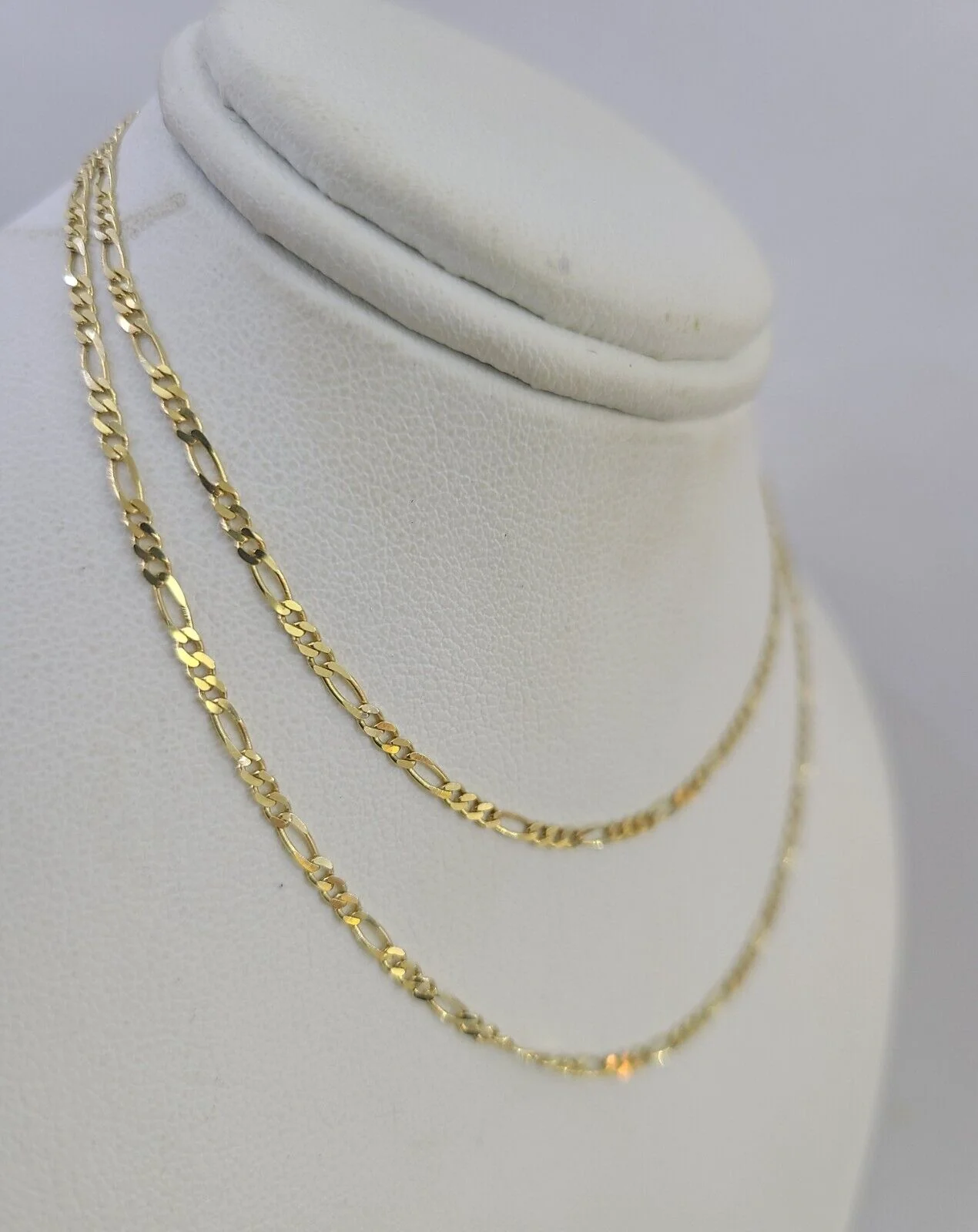 14k Solid Figaro Chain Necklace Yellow Gold 1mm Female 20" Real - Image 2
