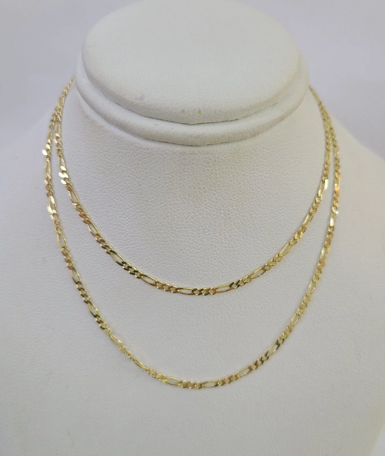 14k Solid Figaro Chain Necklace Yellow Gold 1mm Female 20" Real - Image 3